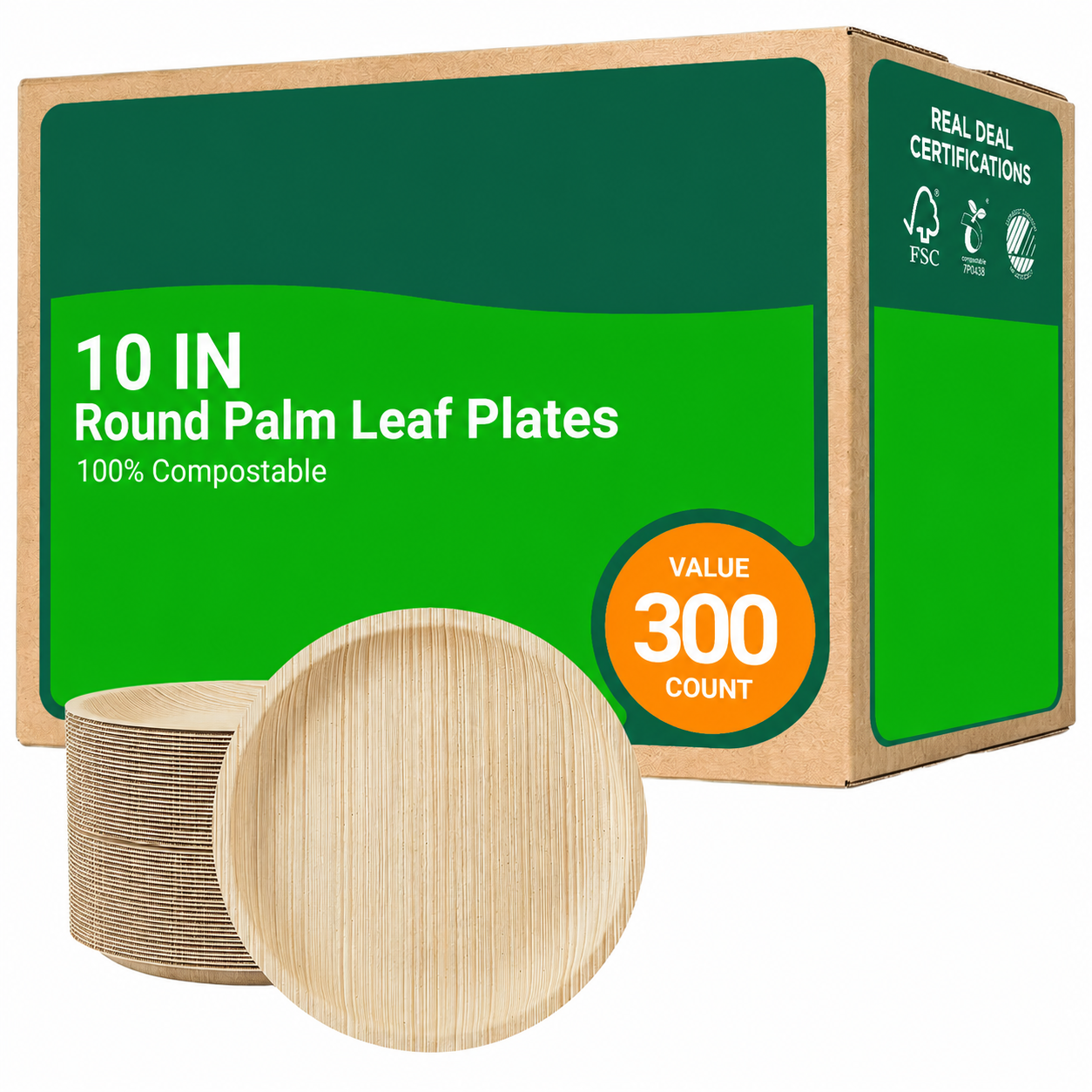 Premium 7.5in/10in Round Heavy-Duty Palm Leaf Plates｜Toxin-Free, Plastic-Free ｜Perfect for Weddings & Bridal Showers