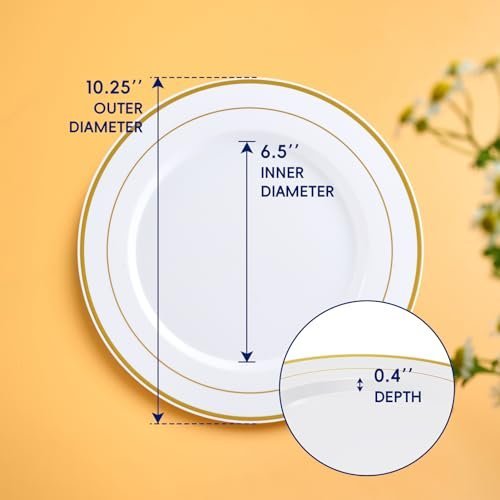 10in Bulk White Plastic Plates | Case Disposable Plates for Salads, Sandwiches, Desserts | BPA - Free | Restaurant Supply - EWT