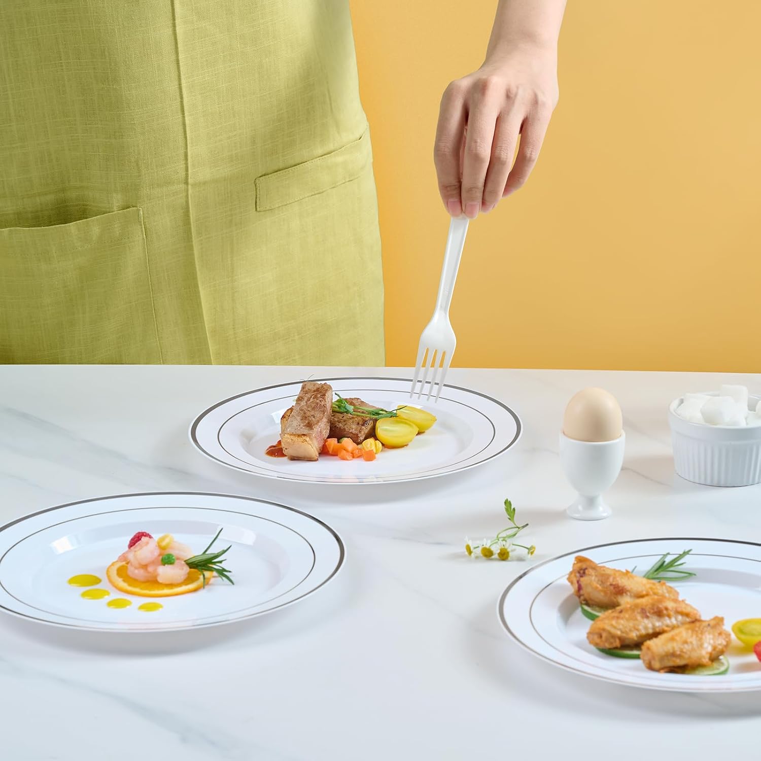10in Bulk White Plastic Plates | Case Disposable Plates for Salads, Sandwiches, Desserts | BPA - Free | Restaurant Supply - EWT