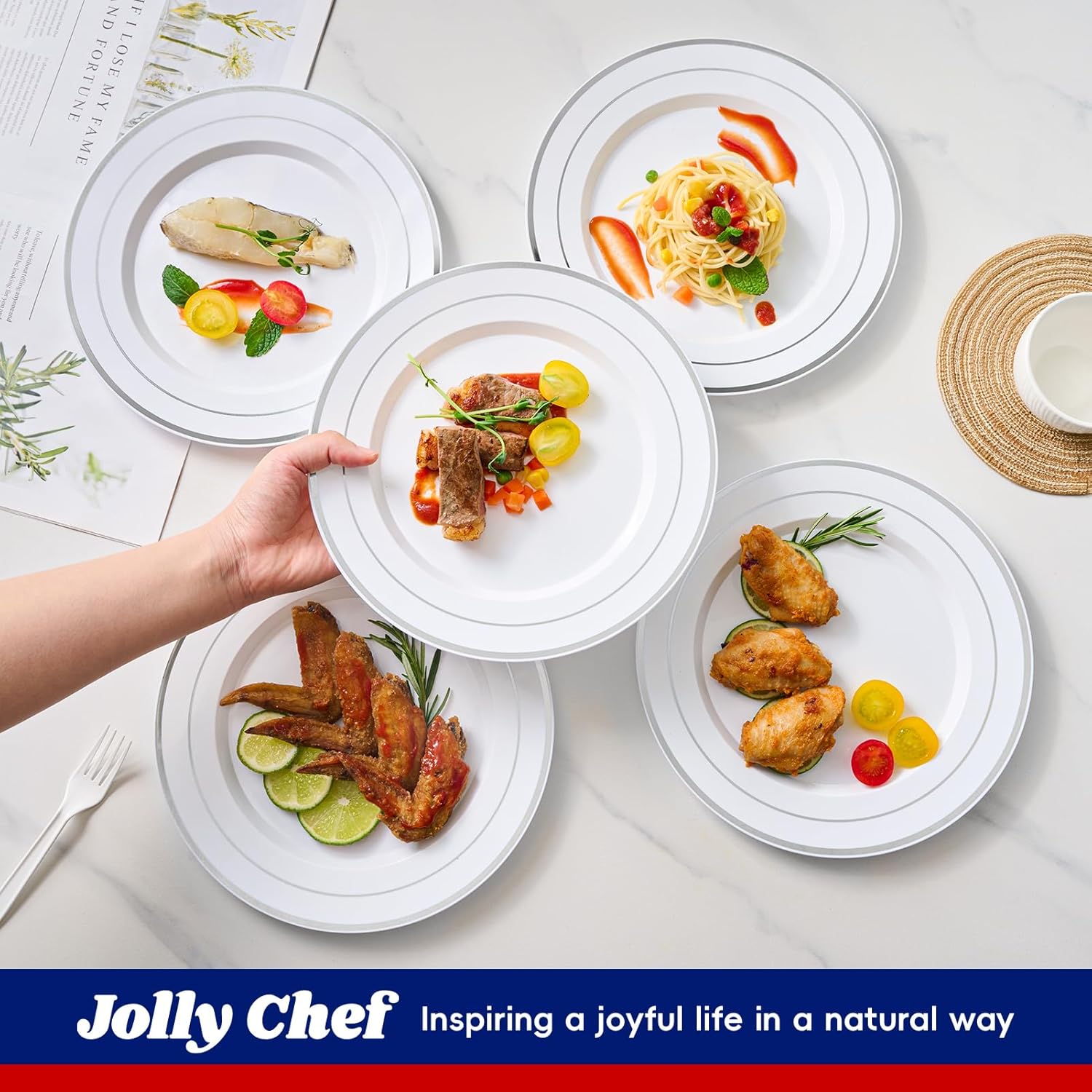 10in Bulk White Plastic Plates | Case Disposable Plates for Salads, Sandwiches, Desserts | BPA - Free | Restaurant Supply - EWT
