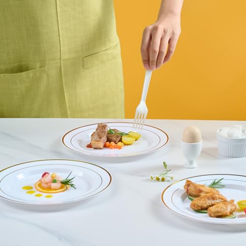 10in Bulk White Plastic Plates | Hard Plastic Dinnerware for Cakes, Salads, Sandwiches | BPA - Free | Restaurant Supply - EWT