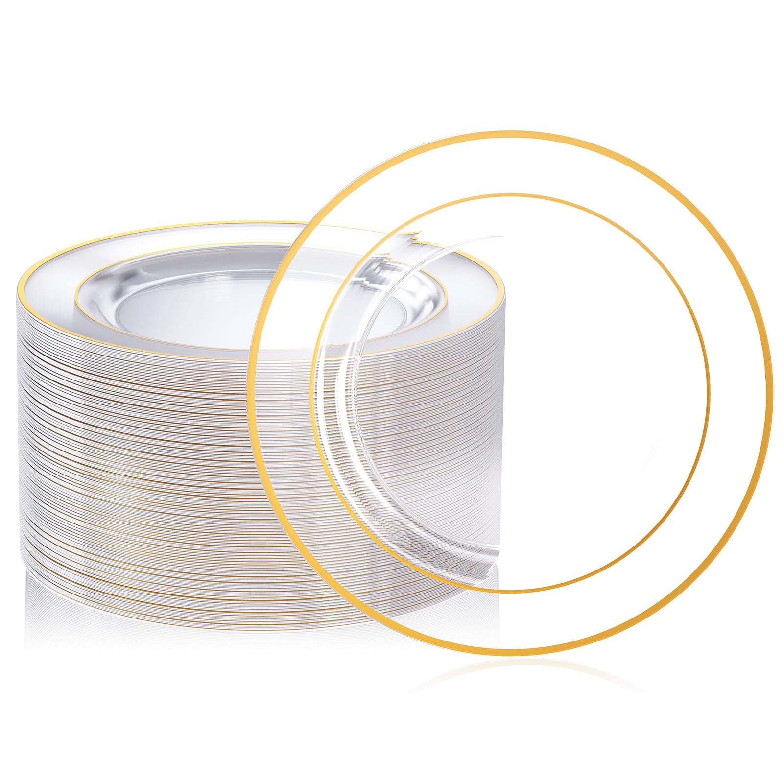 10in/7in Bulk Clear Plastic Plates | Clear Hard Plates for Appetizers, Cakes, Salads | BPA - Free | Restaurant Supply - EWT