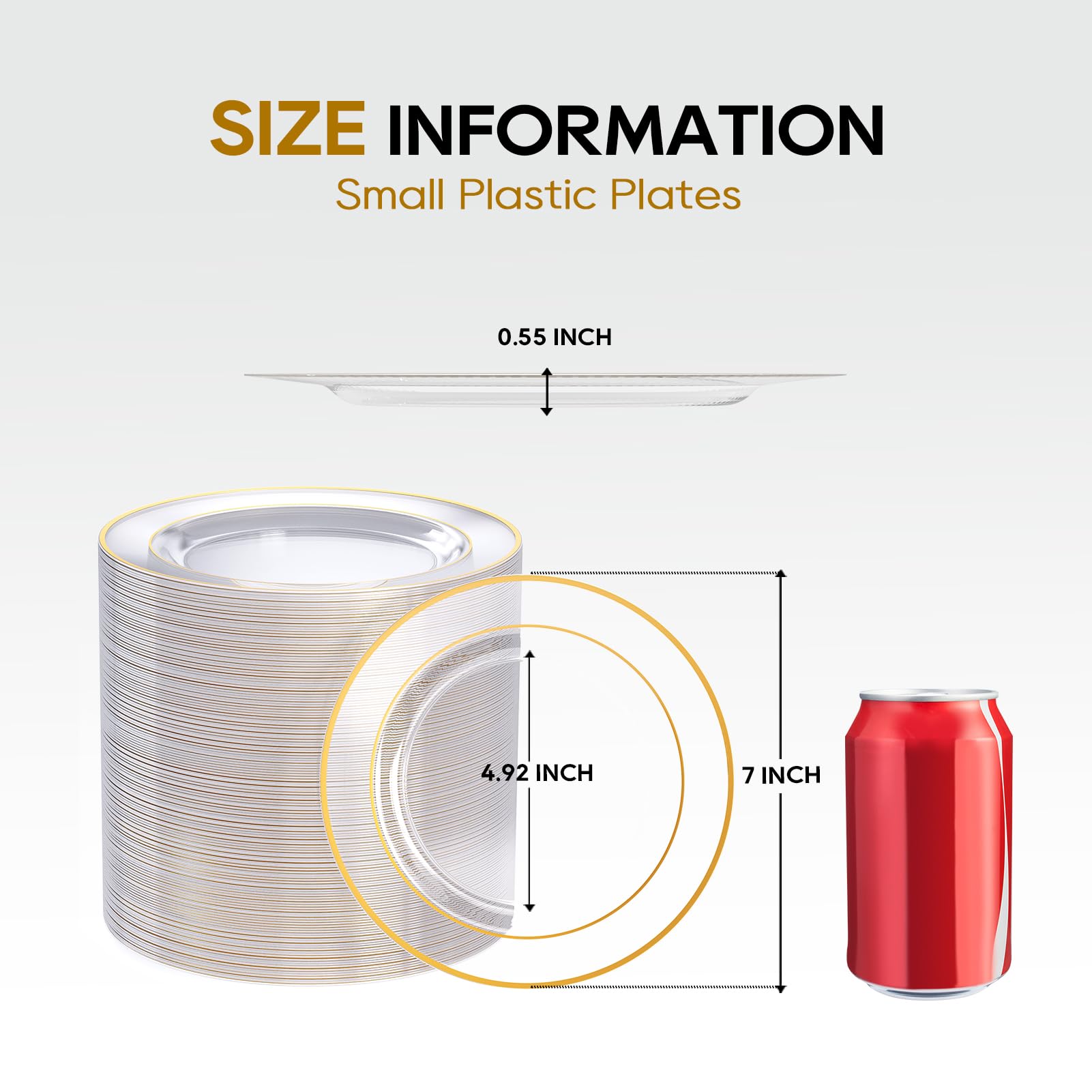 10in/7in Bulk Clear Plastic Plates | Clear Hard Plates for Appetizers, Cakes, Salads | BPA - Free | Restaurant Supply - EWT