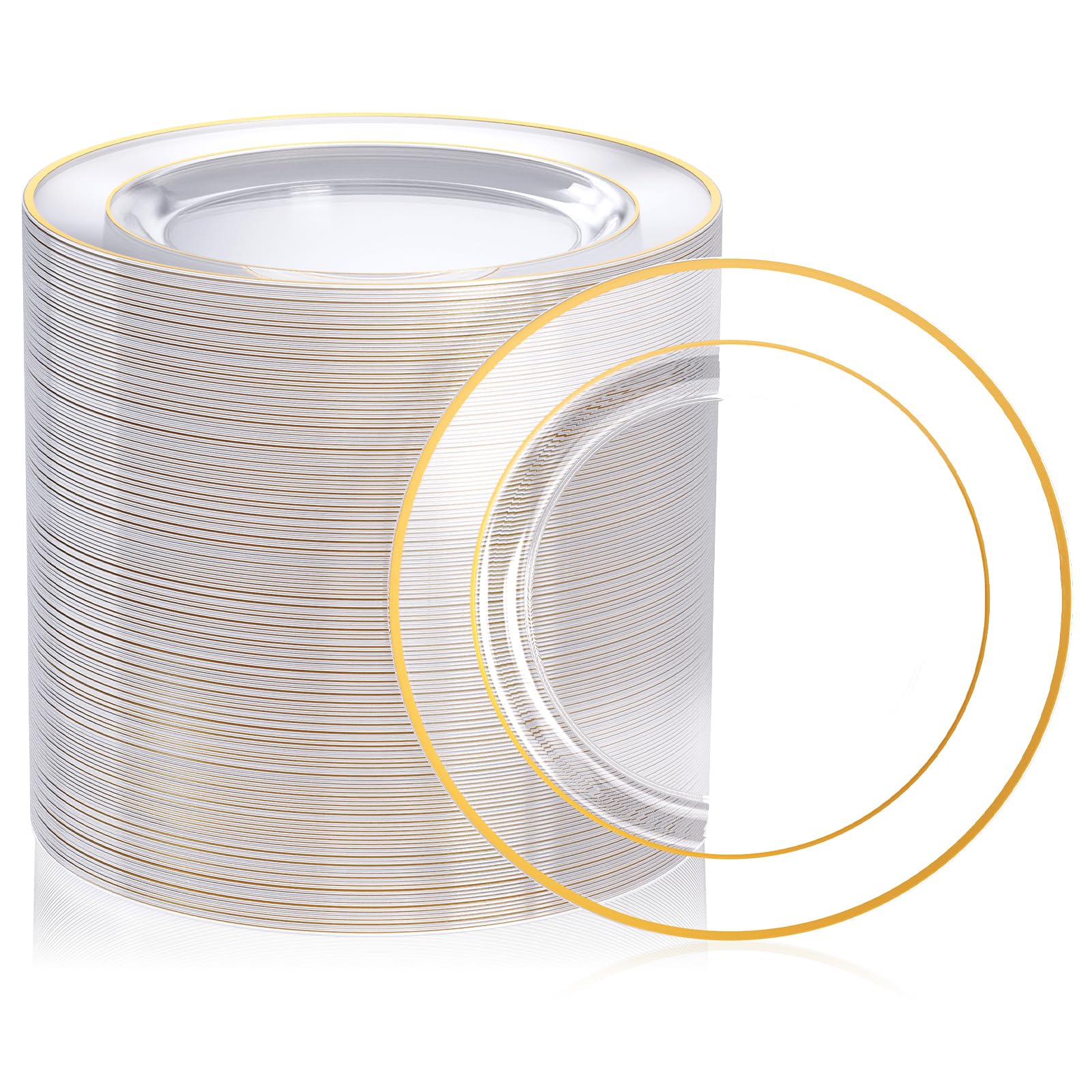 10in/7in Bulk Clear Plastic Plates | Clear Hard Plates for Appetizers, Cakes, Salads | BPA - Free | Restaurant Supply - EWT