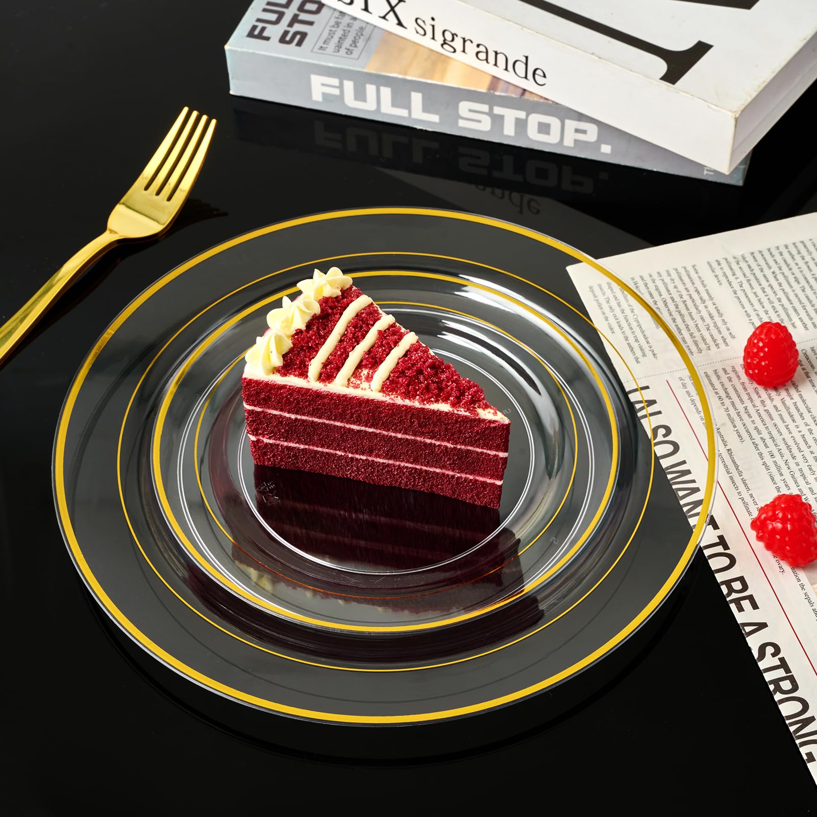 10in/7in Bulk Clear Plastic Plates | Clear Hard Plates for Appetizers, Cakes, Salads | BPA - Free | Restaurant Supply - EWT
