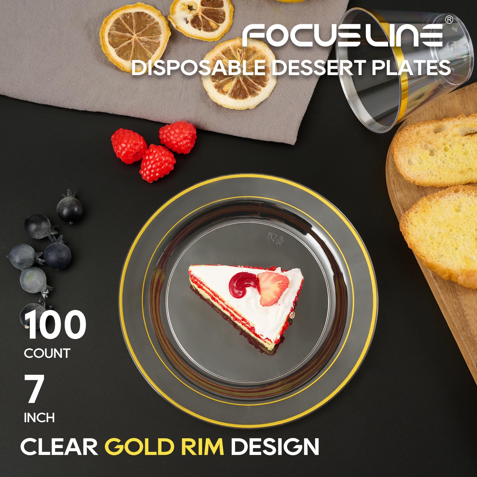 10in/7in Bulk Clear Plastic Plates | Clear Hard Plates for Appetizers, Cakes, Salads | BPA - Free | Restaurant Supply - EWT