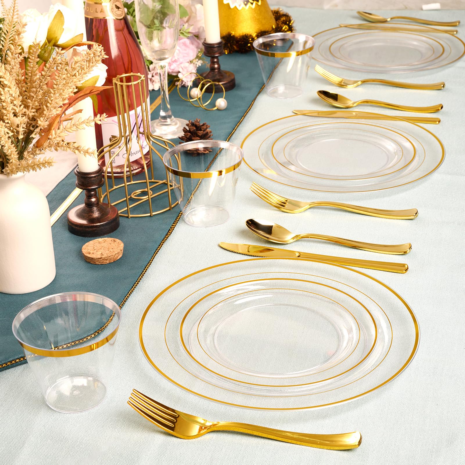 10in/7in Bulk Clear Plastic Plates | Clear Hard Plates for Appetizers, Cakes, Salads | BPA - Free | Restaurant Supply - EWT