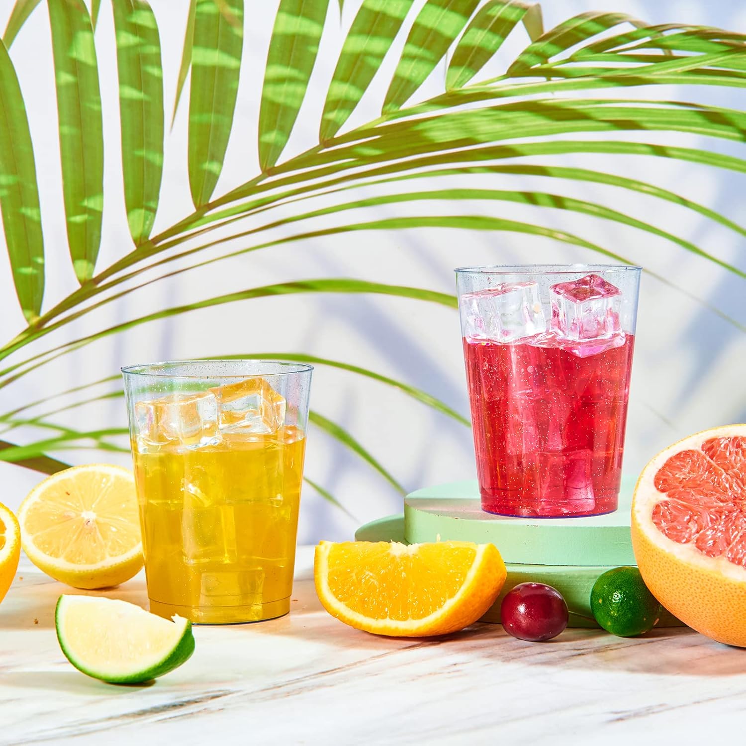10oz Bulk Glitter Cups | Plastic Tumblers for Milkshakes, Iced Tea, Boba Tea | Restaurant Supply - EWT