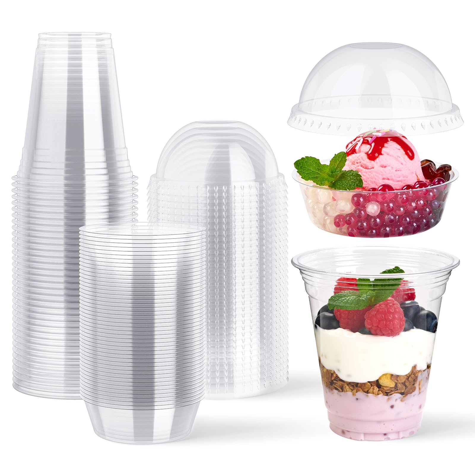 12 oz Bulk Parfait Cups | Plastic Serving Cups for Yogurt, Granola, Pudding | BPA Free | Restaurant Supply - EWT