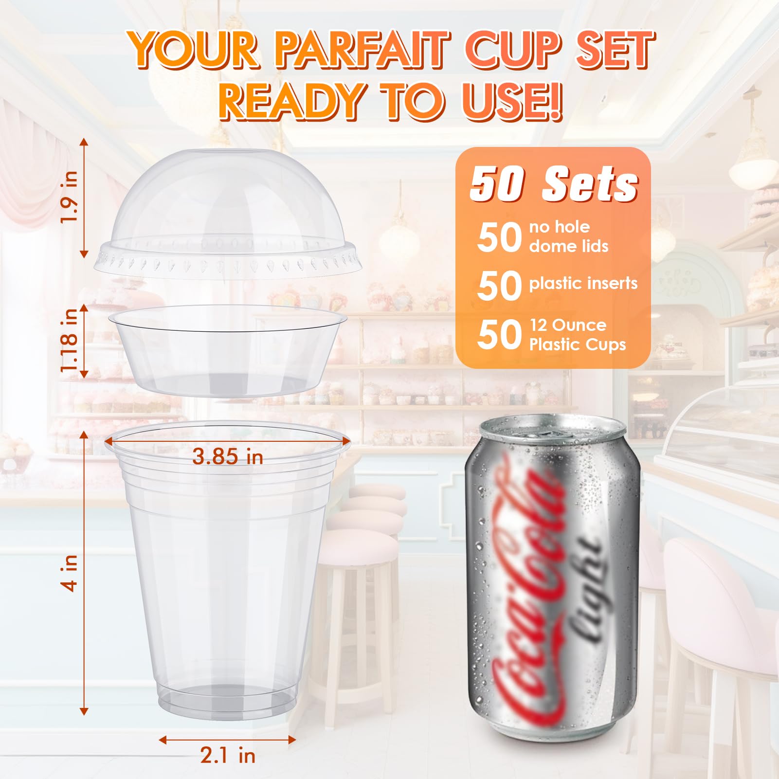 12 oz Bulk Parfait Cups | Plastic Serving Cups for Yogurt, Granola, Pudding | BPA Free | Restaurant Supply - EWT