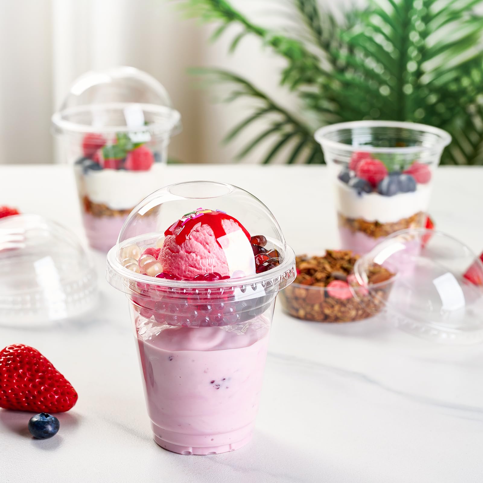 12 oz Bulk Parfait Cups | Plastic Serving Cups for Yogurt, Granola, Pudding | BPA Free | Restaurant Supply - EWT