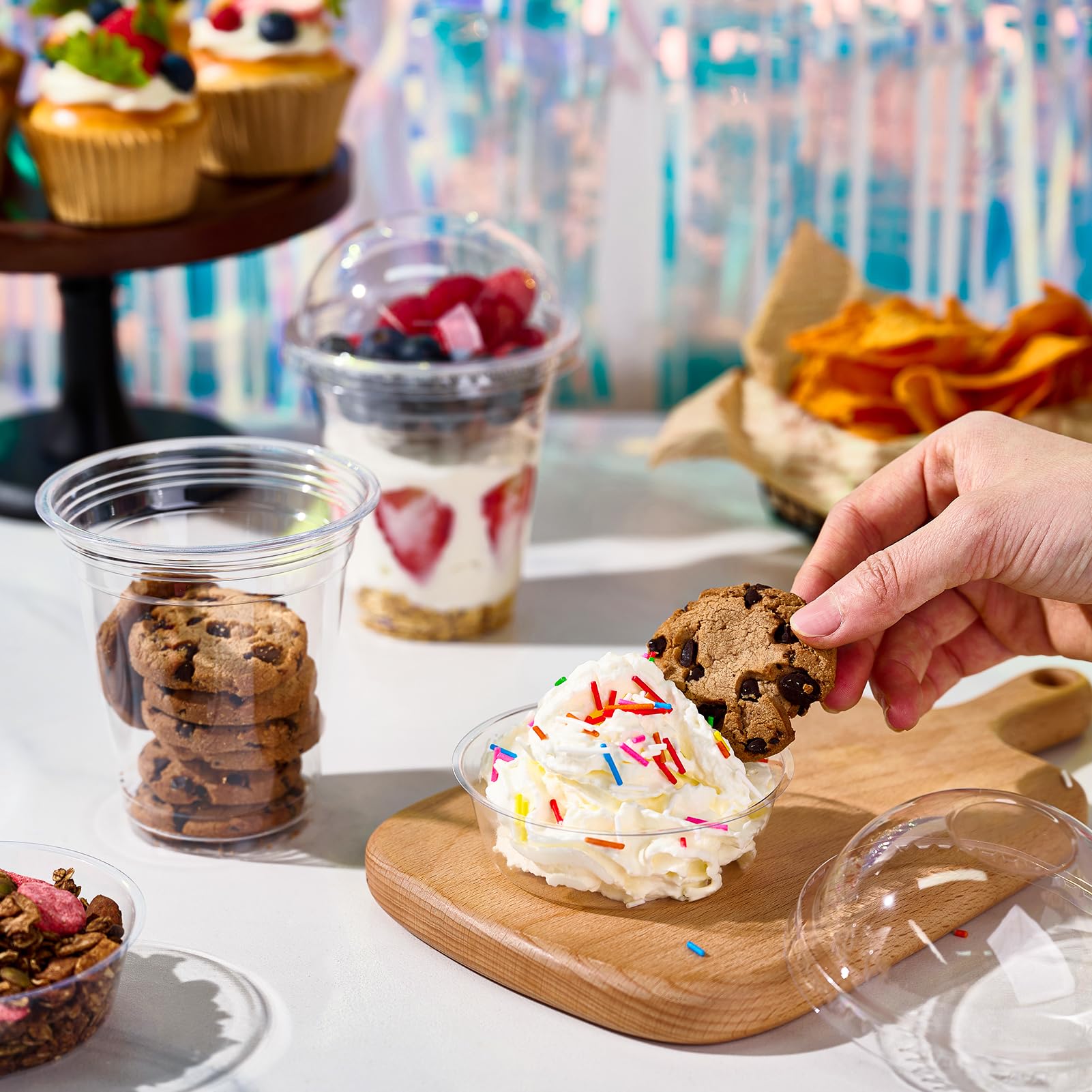 12 oz Bulk Parfait Cups | Plastic Serving Cups for Yogurt, Granola, Pudding | BPA Free | Restaurant Supply - EWT