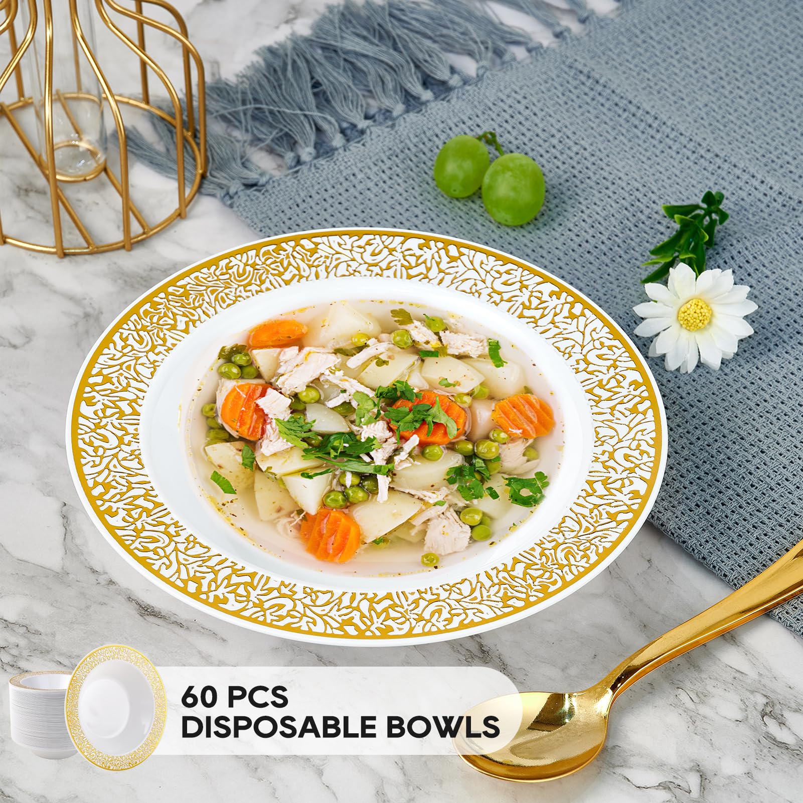 12 oz Bulk Plastic Bowls | Disposable Bowls for Soup, Salad, Dessert | BPA Free | Restaurant Supply - EWT