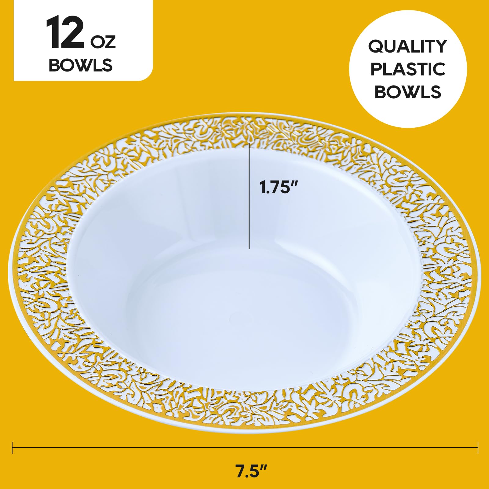 12 oz Bulk Plastic Bowls | Disposable Bowls for Soup, Salad, Dessert | BPA Free | Restaurant Supply - EWT
