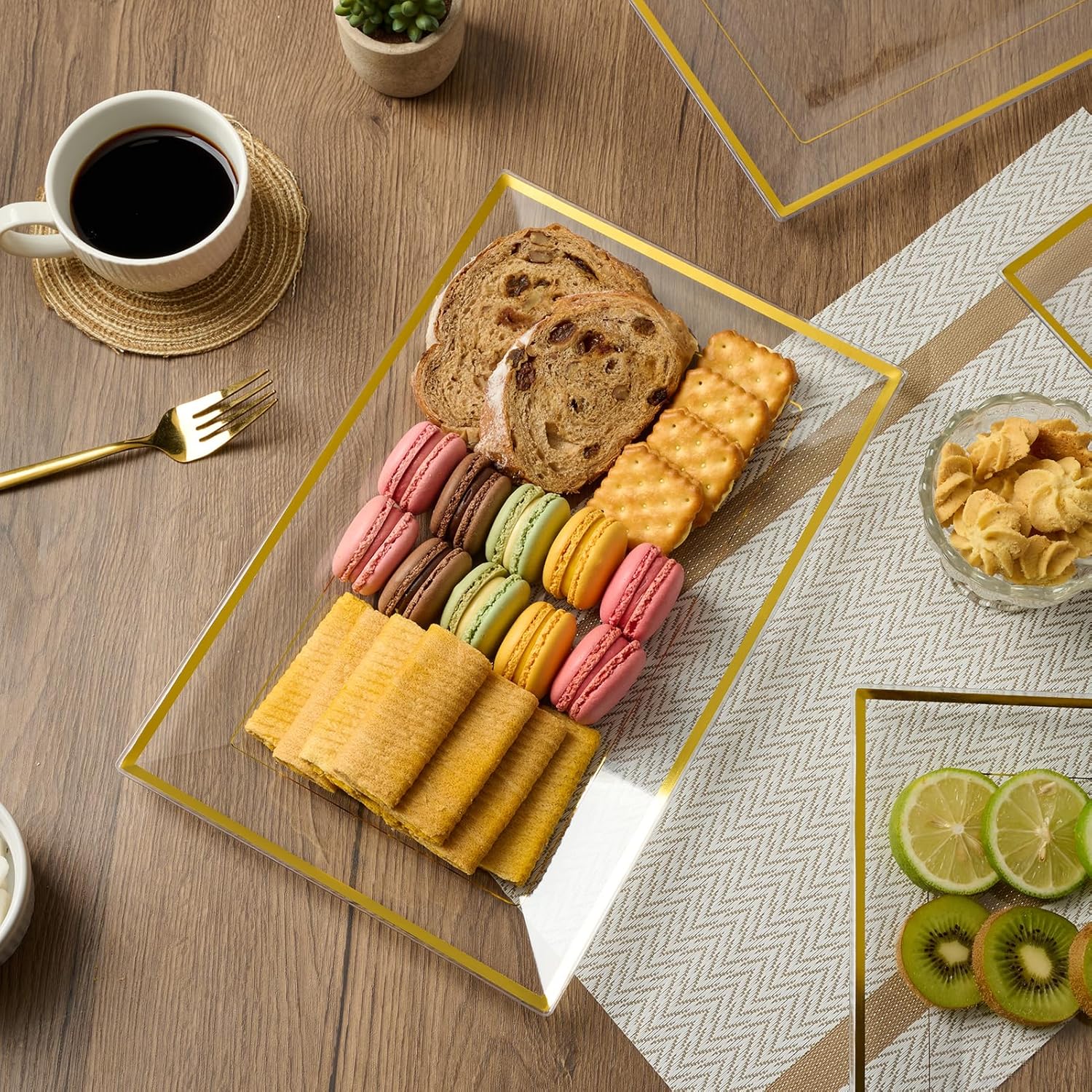 12.85x8in Bulk Plastic Serving Trays | Case Platters for Appetizers, Desserts, Fruits | BPA Free | Restaurant Supply - EWT