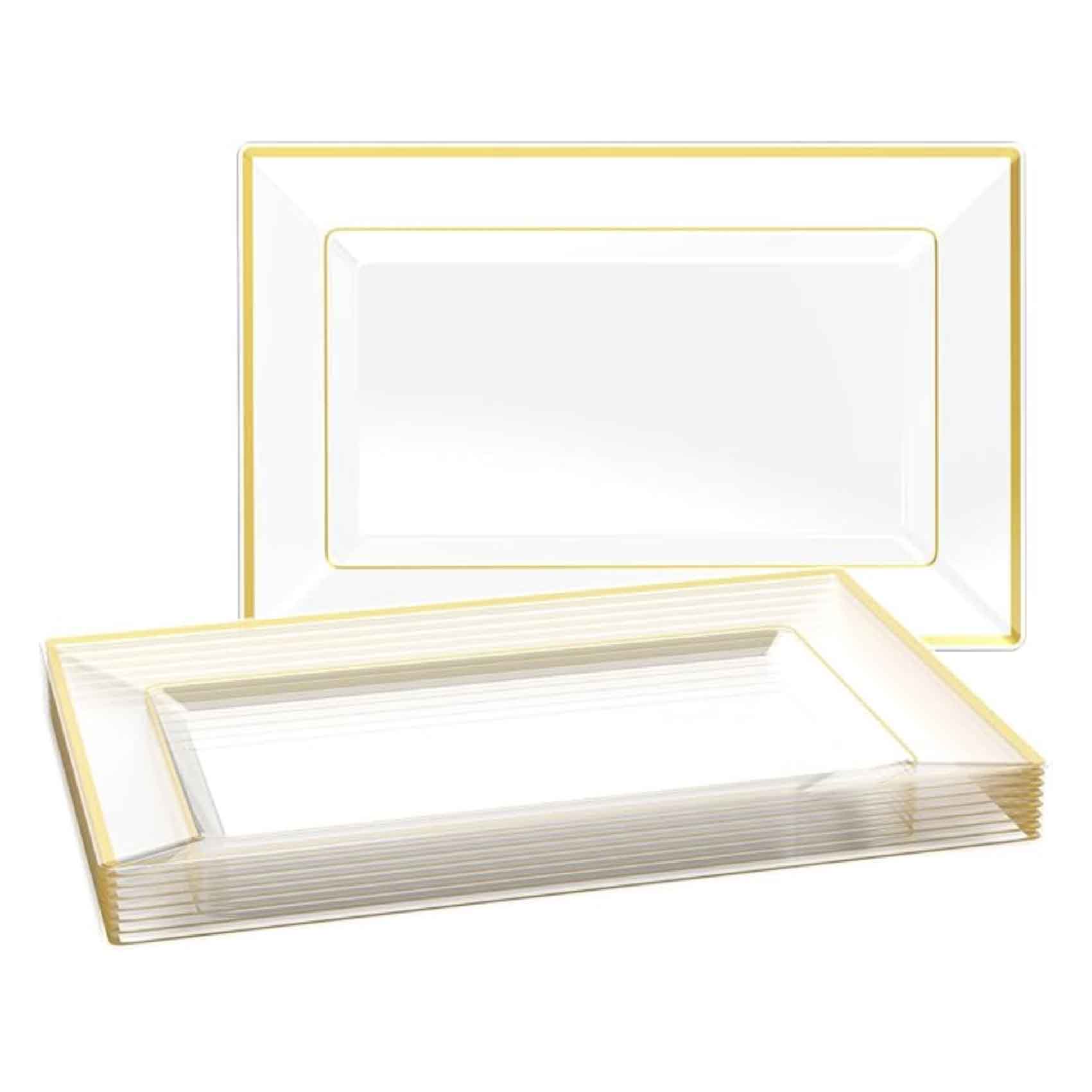 12.85x8in Bulk Plastic Serving Trays | Case Platters for Appetizers, Desserts, Fruits | BPA Free | Restaurant Supply - EWT