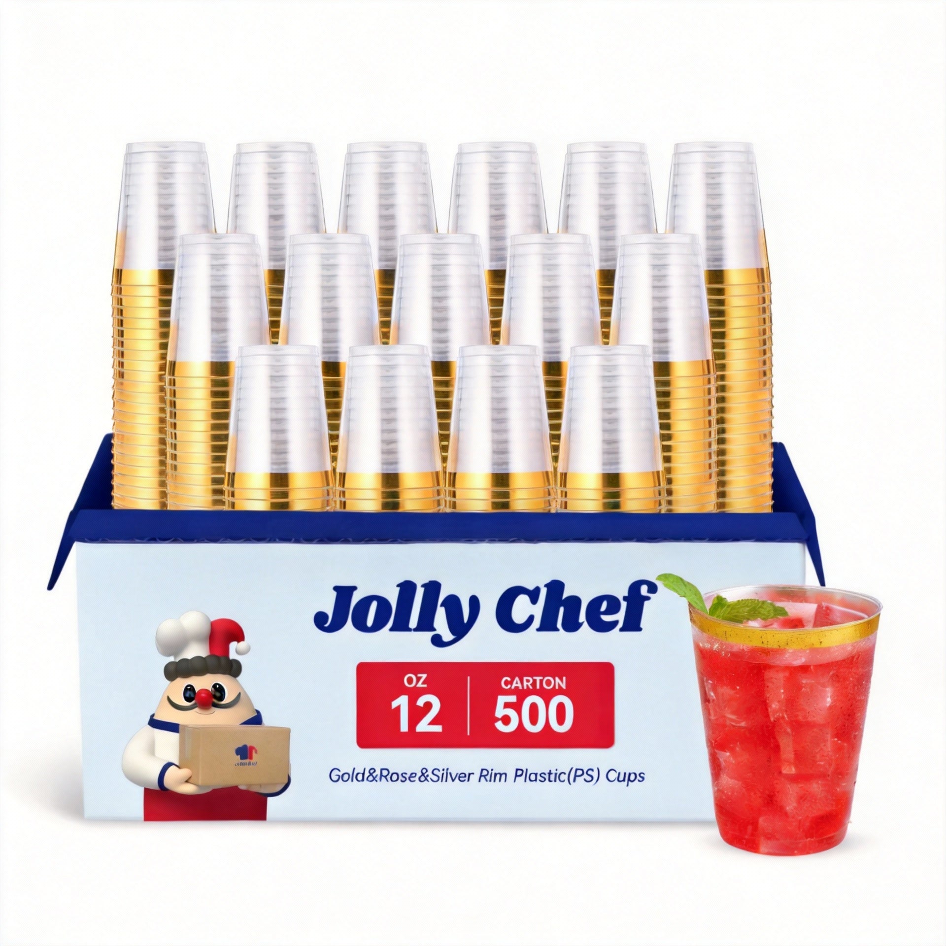 12oz Bulk Beer Cups | Disposable Tumblers for Iced Tea, Smoothies, Bubble Boba Tea | Durable Polystyrene | Restaurant Supply - EWT