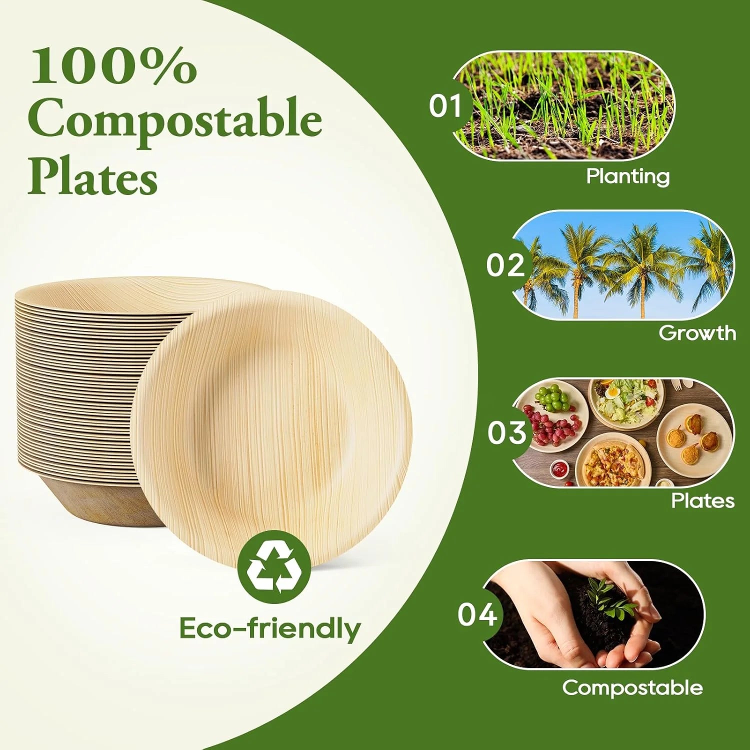 Premium 5 in /6.3 in Heavy-Duty Palm Leaf Bowls｜Toxin-Free, Plastic-Free ｜Perfect for Weddings & Bridal Showers
