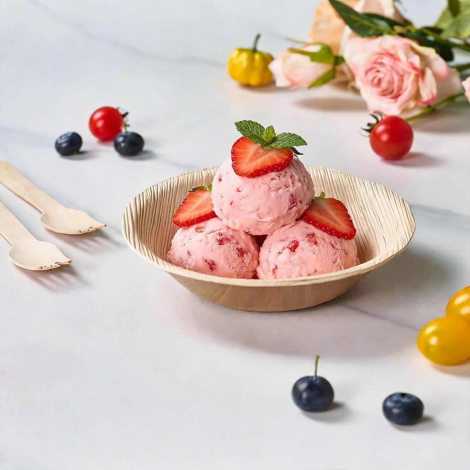 Premium 5 in /6.3 in Heavy-Duty Palm Leaf Bowls｜Toxin-Free, Plastic-Free ｜Perfect for Weddings & Bridal Showers