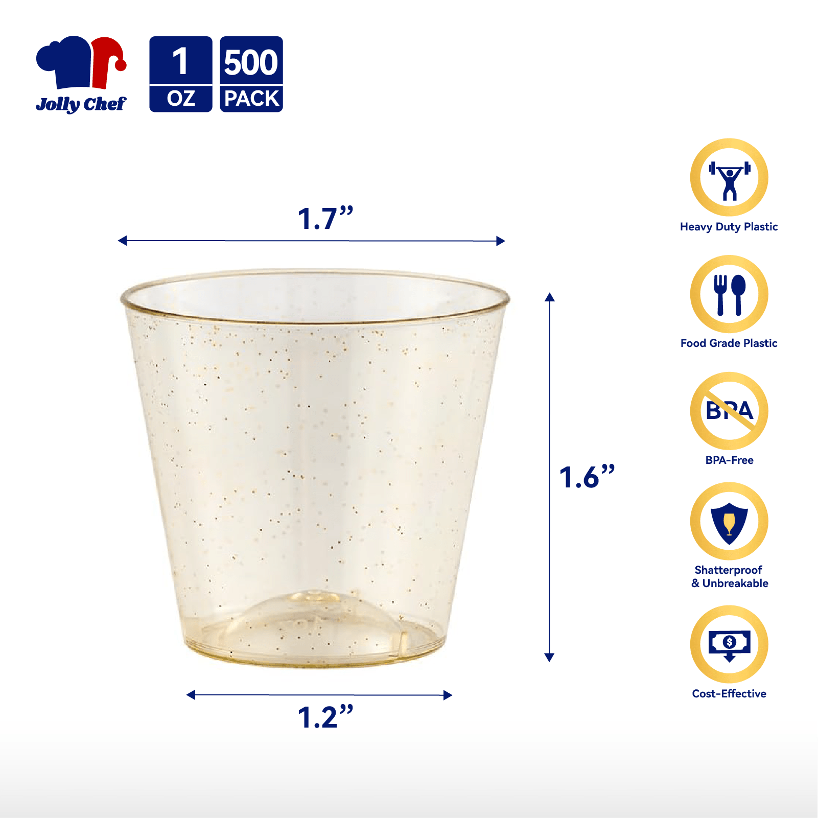 1oz/5oz/9oz Bulk Glitter Cups | Plastic Party Tumblers for Whiskey, Wine, Tequila | Safe to use | Restaurant Supply - EWT