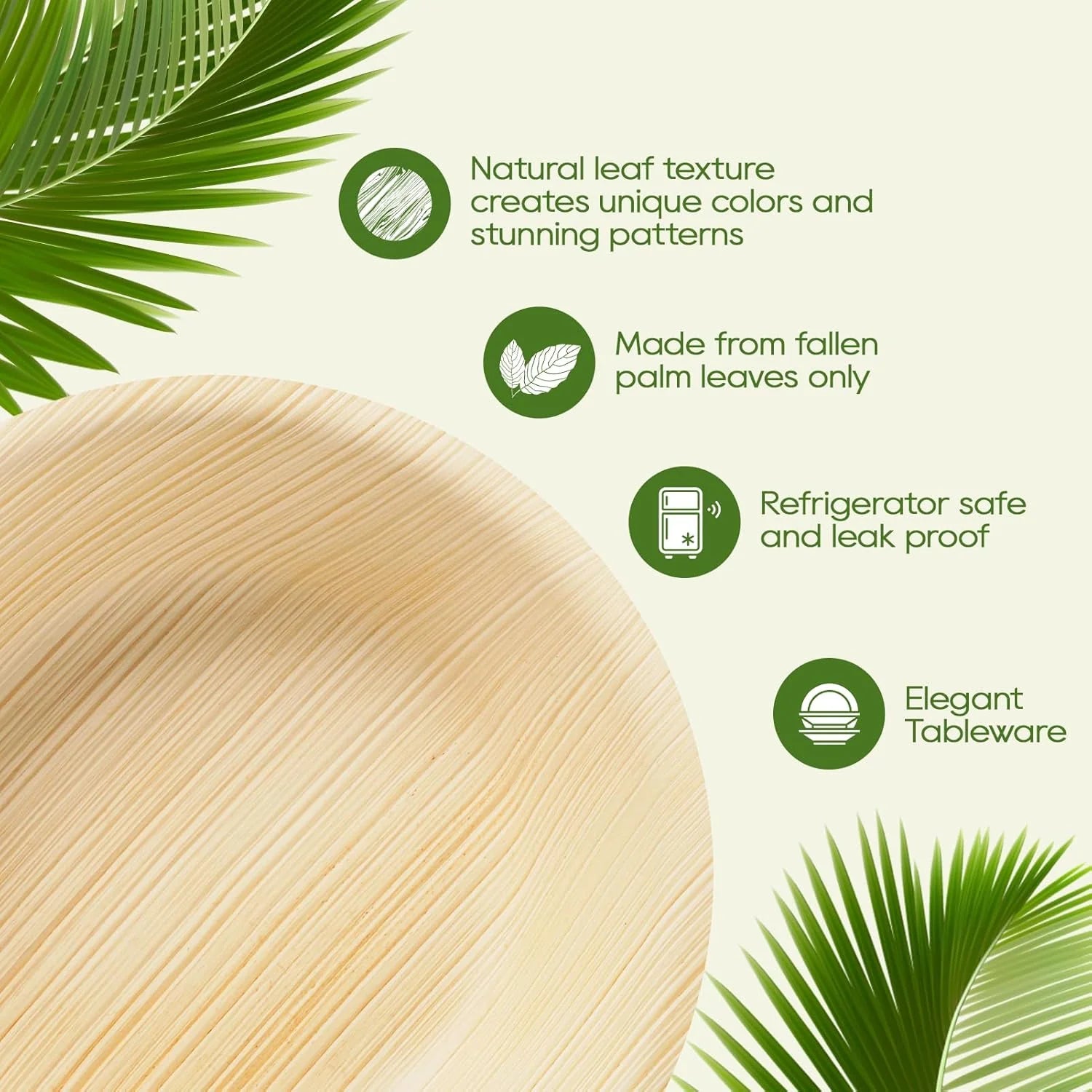 Premium 5 in /6.3 in Heavy-Duty Palm Leaf Bowls｜Toxin-Free, Plastic-Free ｜Perfect for Weddings & Bridal Showers