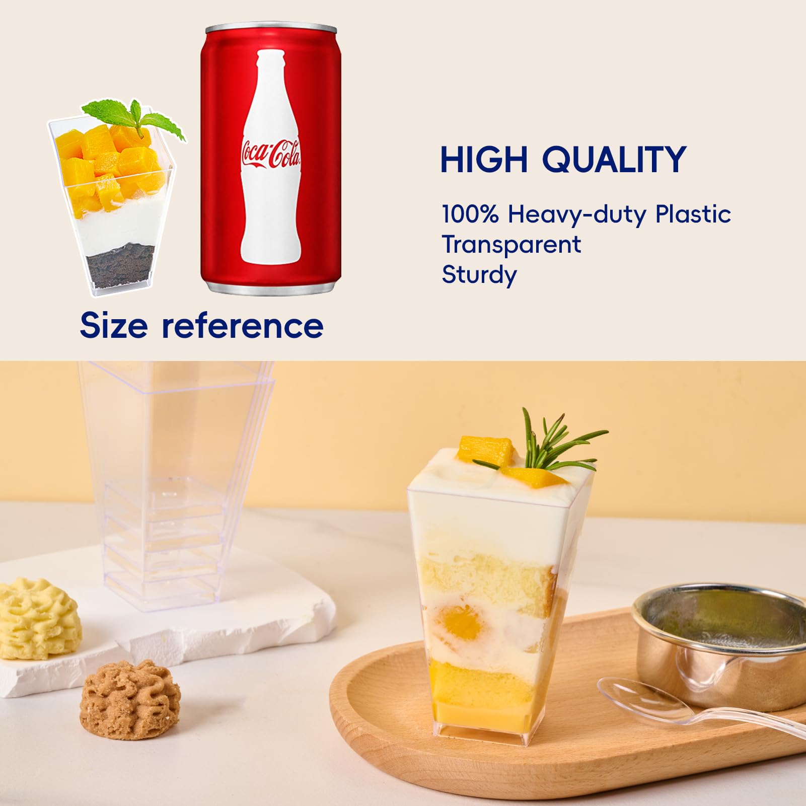 2oz/3oz/5oz Bulk Dessert Cups | Parfait Cups for Mousses, Puddings | Safe Plastic | Bakery Supply Case - EWT