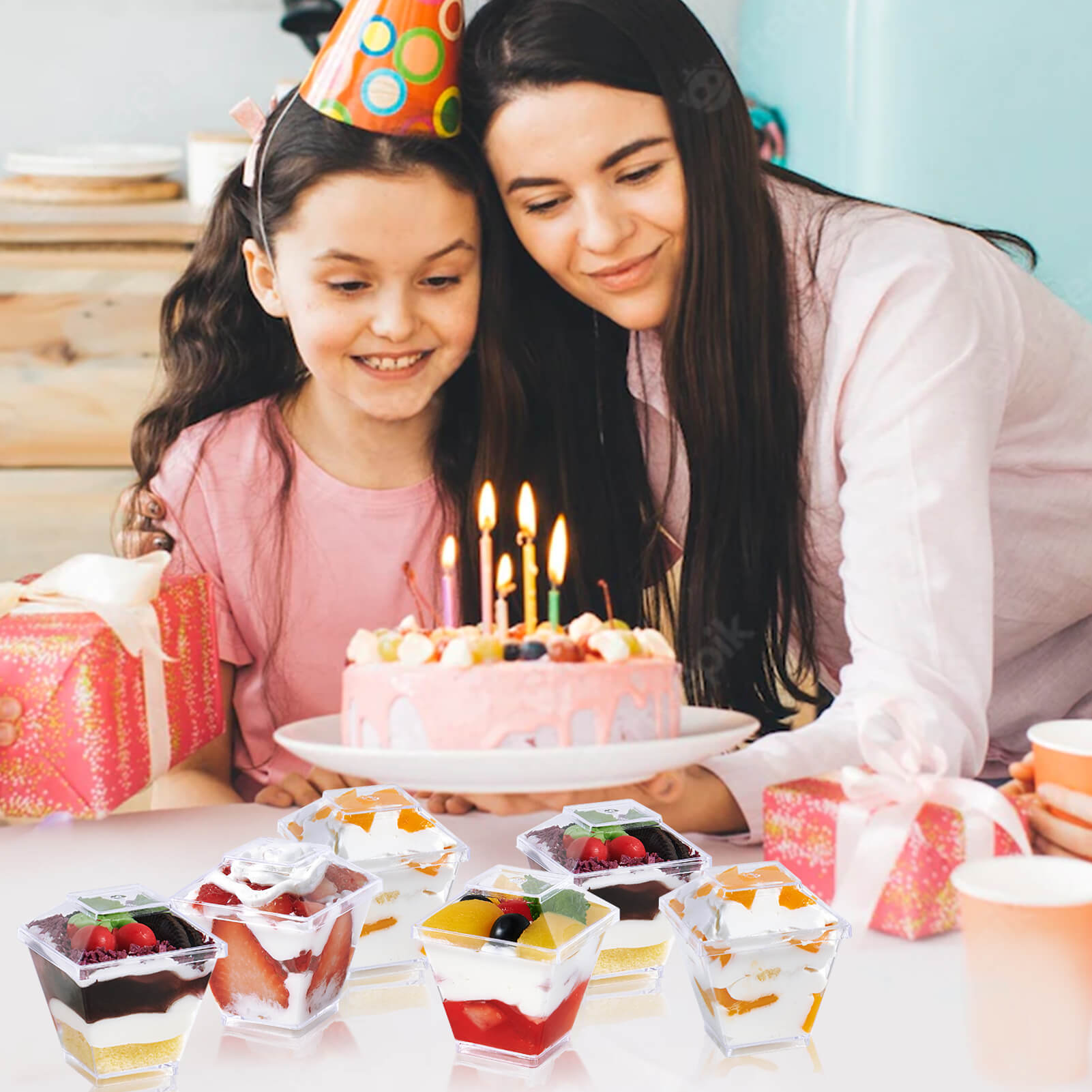 2oz/3oz/5oz Bulk Dessert Cups | Parfait Cups for Mousses, Puddings | Safe Plastic | Bakery Supply Case - EWT