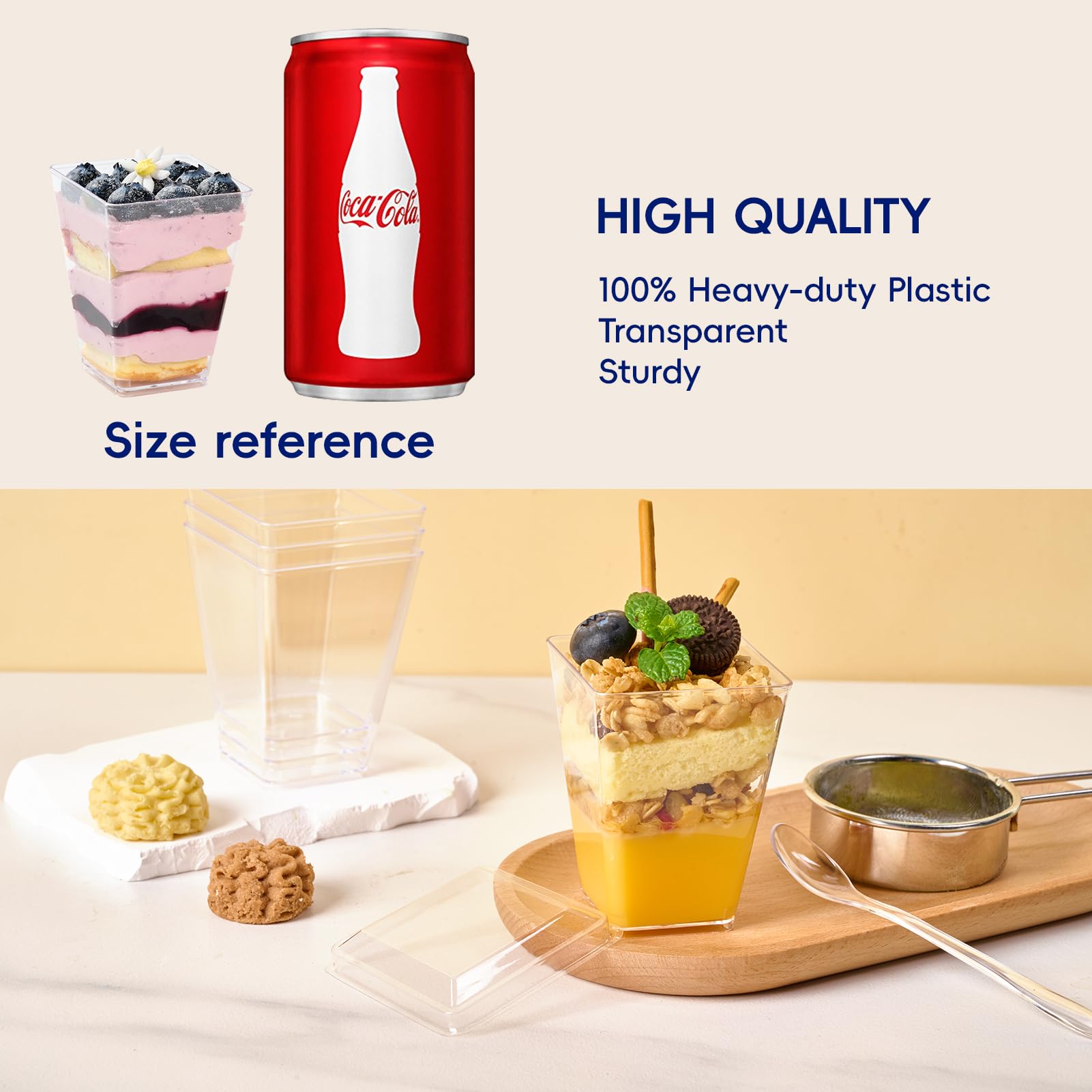 2oz/3oz/5oz Bulk Dessert Cups | Parfait Cups for Mousses, Puddings | Safe Plastic | Bakery Supply Case - EWT