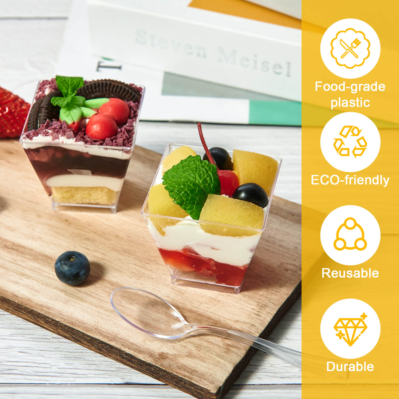 2oz/3oz/5oz Bulk Dessert Cups | Parfait Cups for Mousses, Puddings | Safe Plastic | Bakery Supply Case - EWT