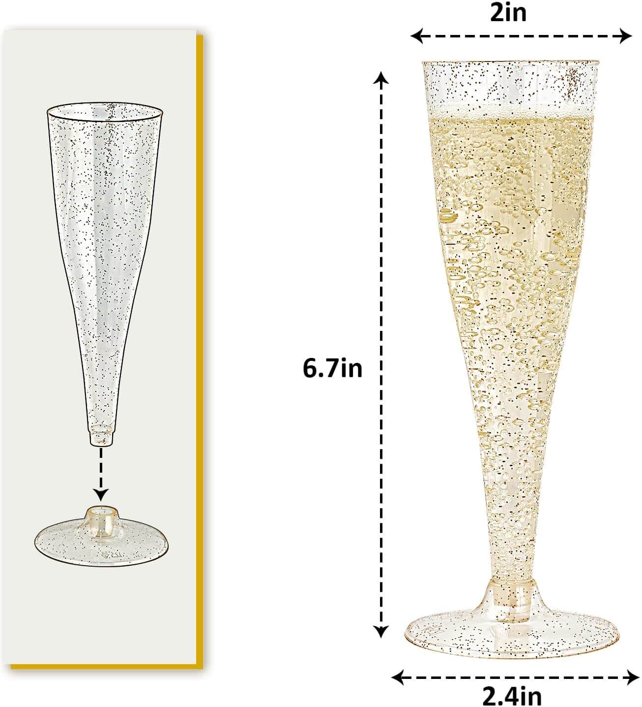 4.5 oz Bulk Plastic Champagne Flutes | Toasting Glasses for Sparkling Wine, Mimosas | Durable Heavy Duty | Restaurant Supply - EWT