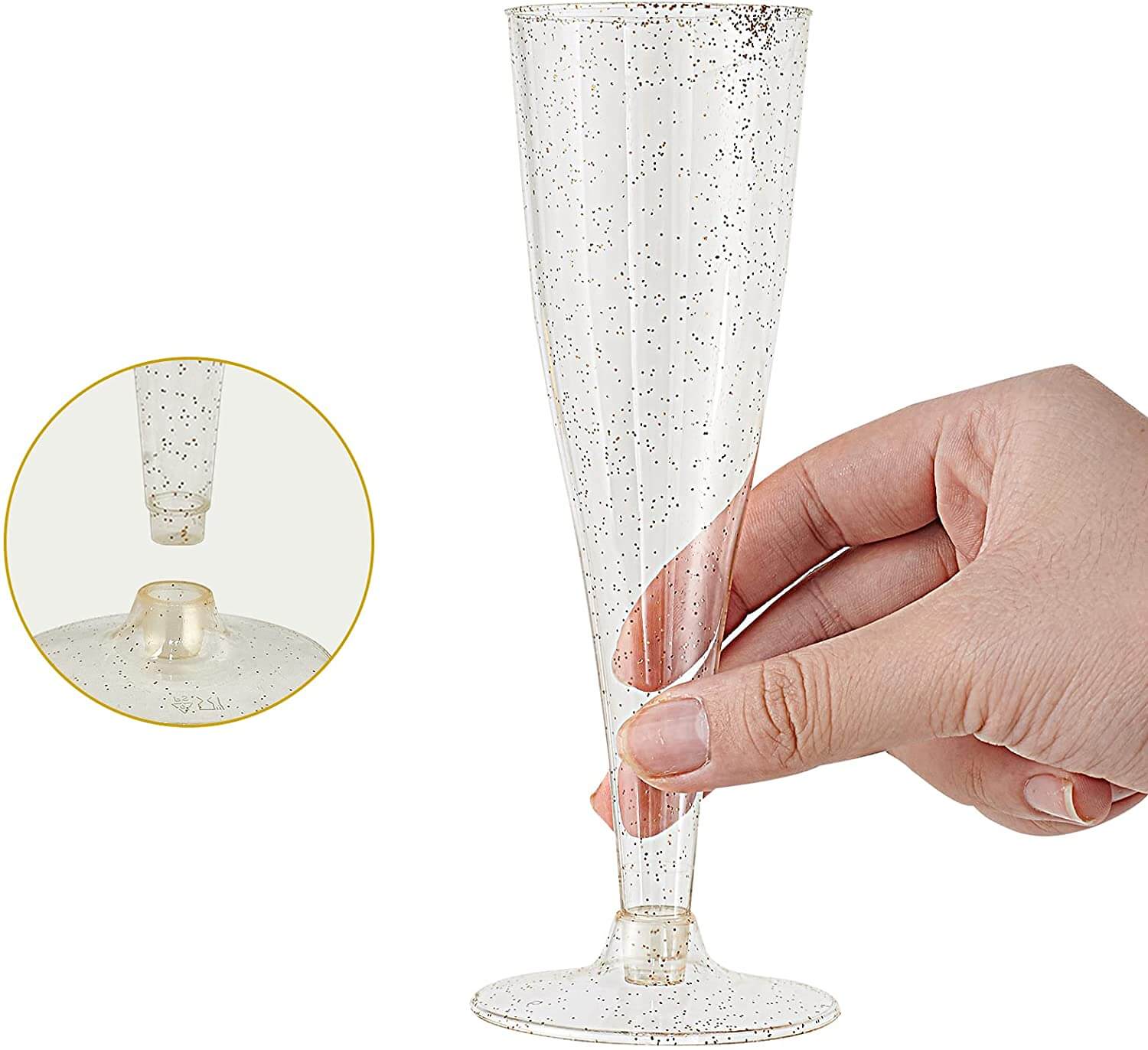 4.5 oz Bulk Plastic Champagne Flutes | Toasting Glasses for Sparkling Wine, Mimosas | Durable Heavy Duty | Restaurant Supply - EWT