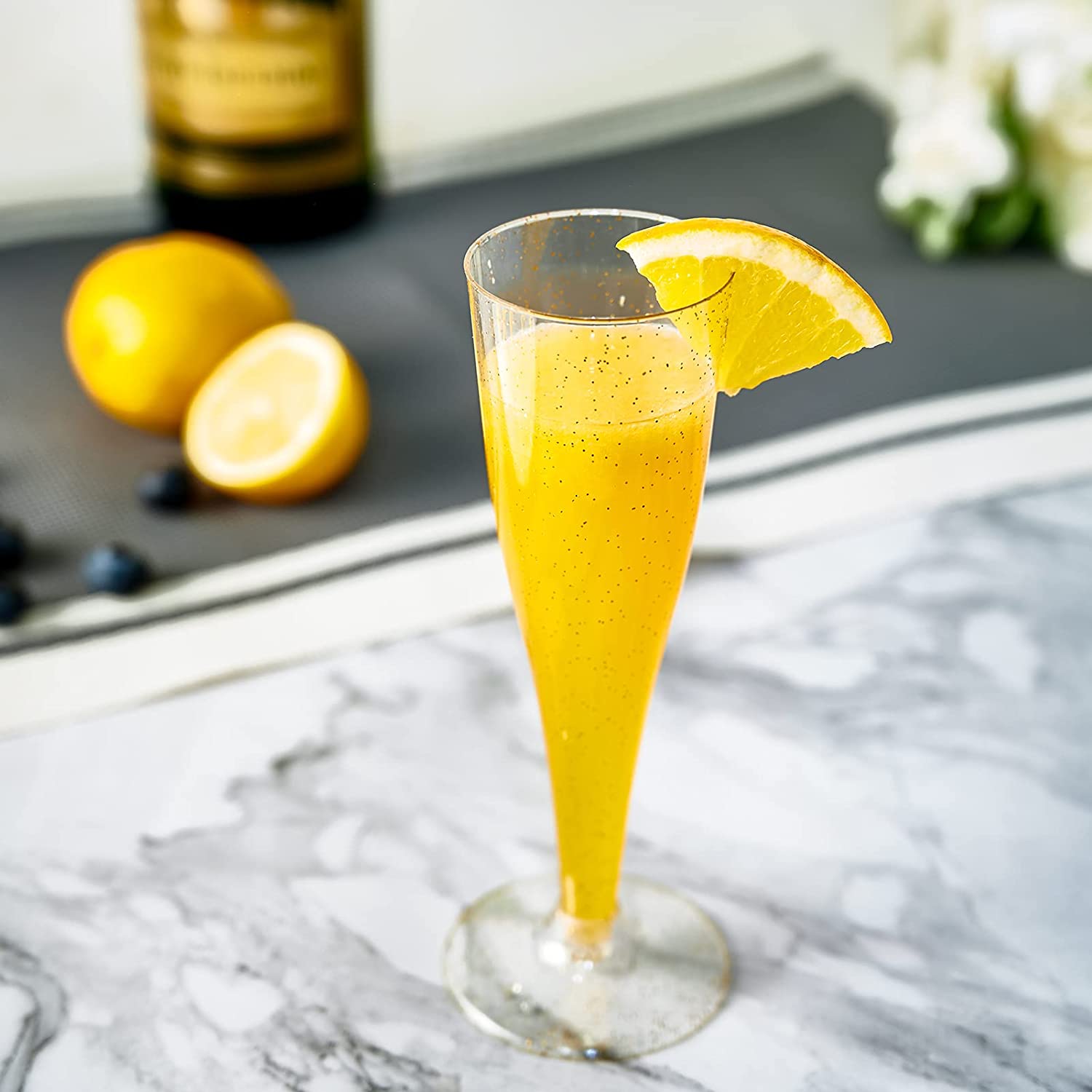 4.5 oz Bulk Plastic Champagne Flutes | Toasting Glasses for Sparkling Wine, Mimosas | Durable Heavy Duty | Restaurant Supply - EWT