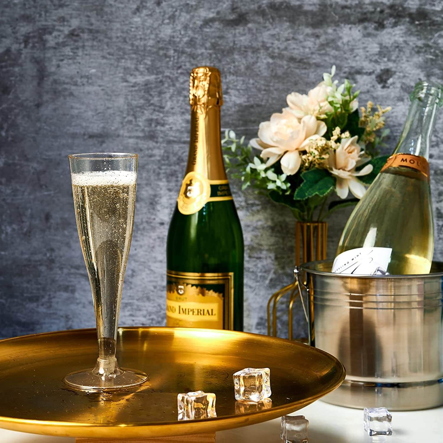 4.5 oz Bulk Plastic Champagne Flutes | Toasting Glasses for Sparkling Wine, Mimosas | Durable Heavy Duty | Restaurant Supply - EWT
