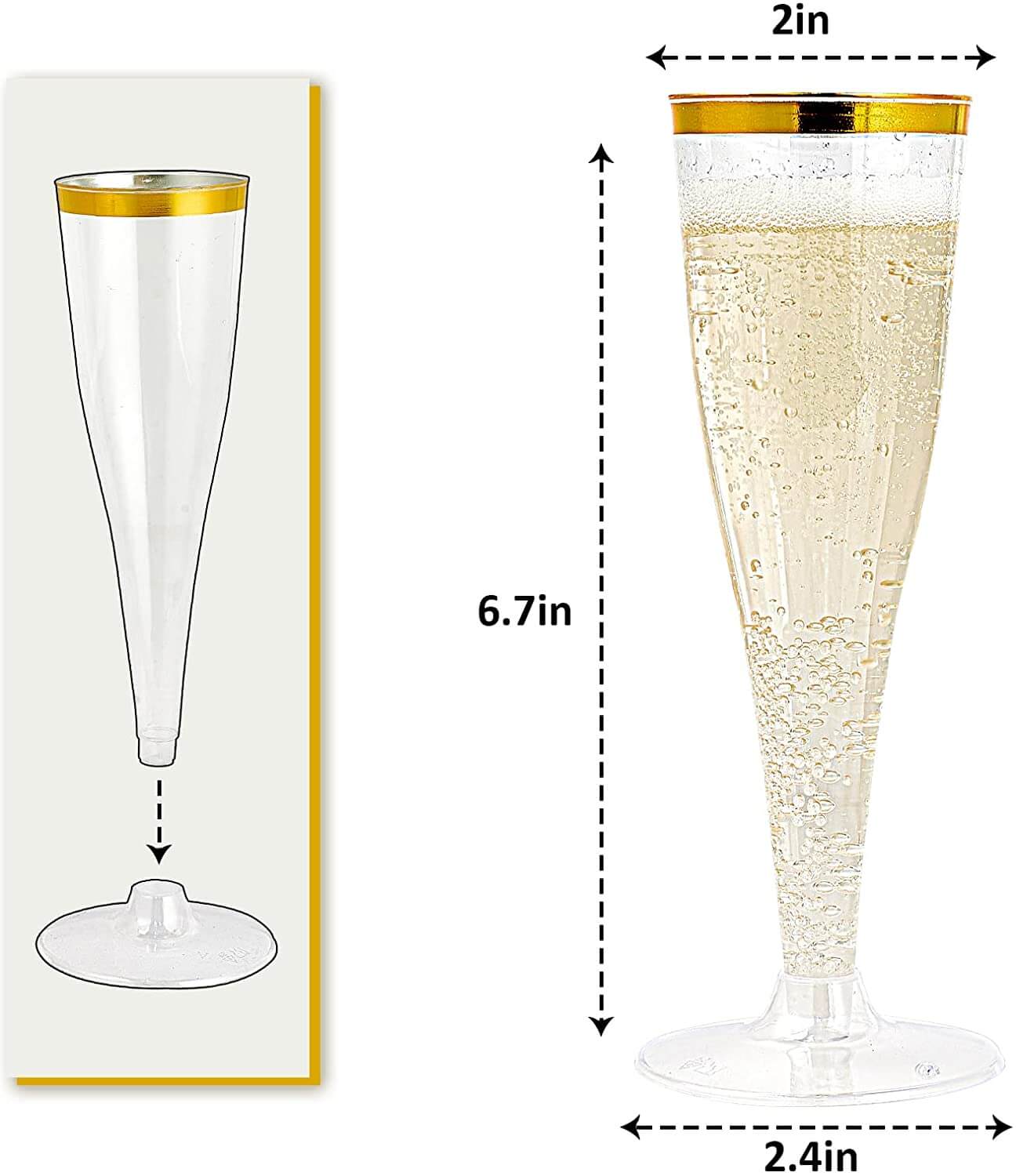 4.5oz Bulk Case Plastic Dessert Cups | Disposable Champagne Flutes for Mimosas, Sparkling Wine | Hard Plastic | Restaurant Supply - EWT