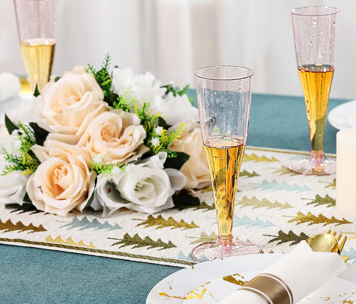 4.5oz Bulk Plastic Champagne Flutes | Case Toasting Glasses for Mimosas, Sparkling Wine | Disposable | Event Supply - EWT