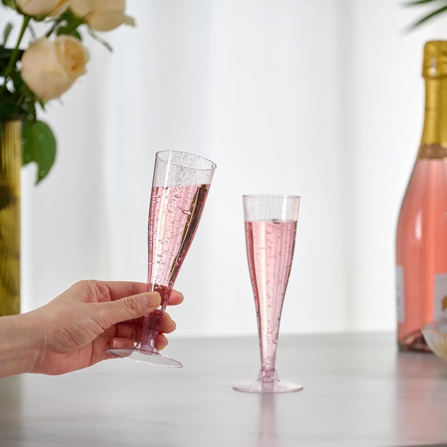 4.5oz Bulk Plastic Champagne Flutes | Case Toasting Glasses for Mimosas, Sparkling Wine | Disposable | Event Supply - EWT