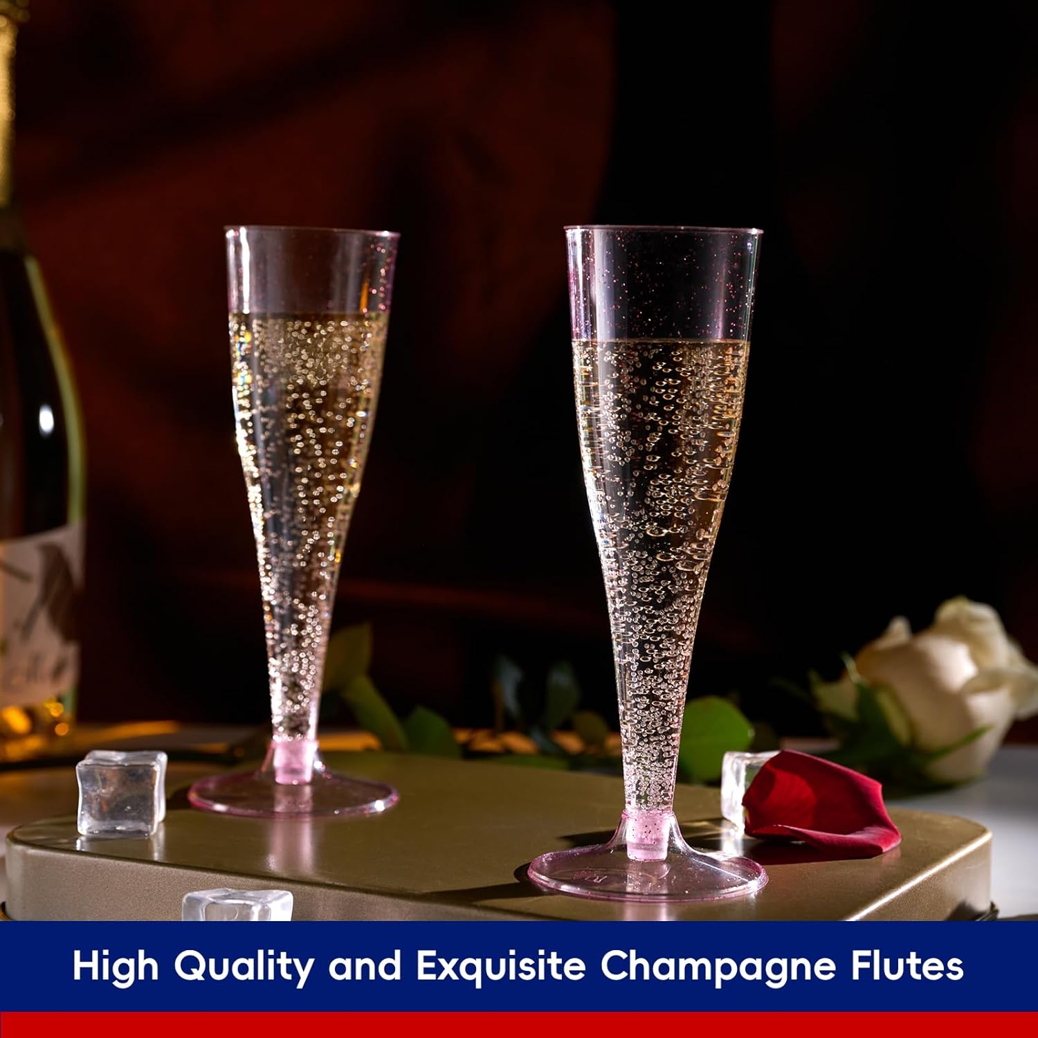 4.5oz Bulk Plastic Champagne Flutes | Case Toasting Glasses for Mimosas, Sparkling Wine | Disposable | Event Supply - EWT