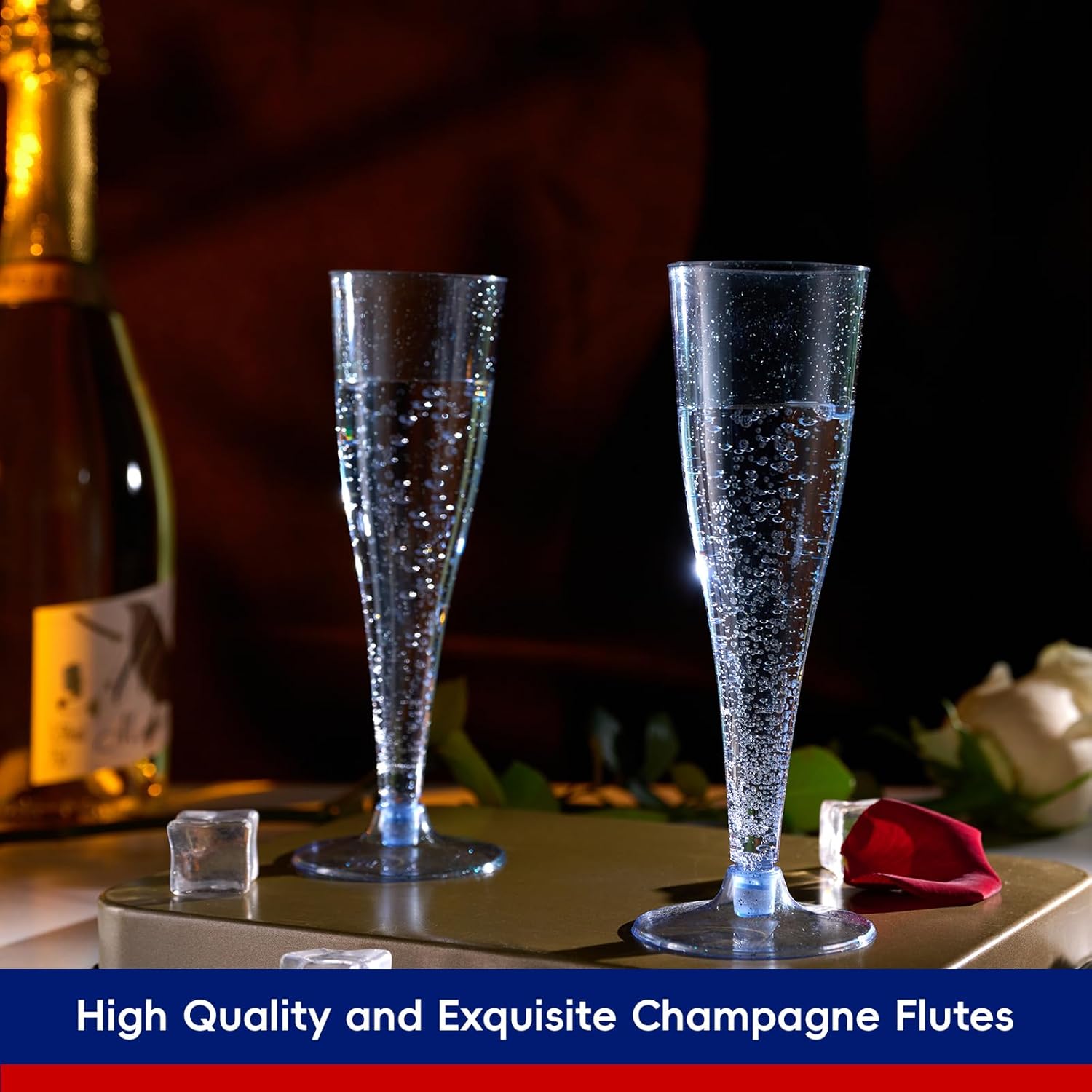 4.5oz Bulk Plastic Dessert Cups | Champagne Flutes for Mimosas, Prosecco | Disposable Hard Plastic | Restaurant Supply - EWT
