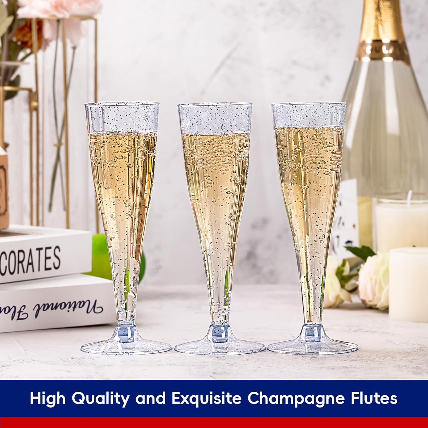 4.5oz Bulk Plastic Dessert Cups | Champagne Flutes for Mimosas, Prosecco | Disposable Hard Plastic | Restaurant Supply - EWT