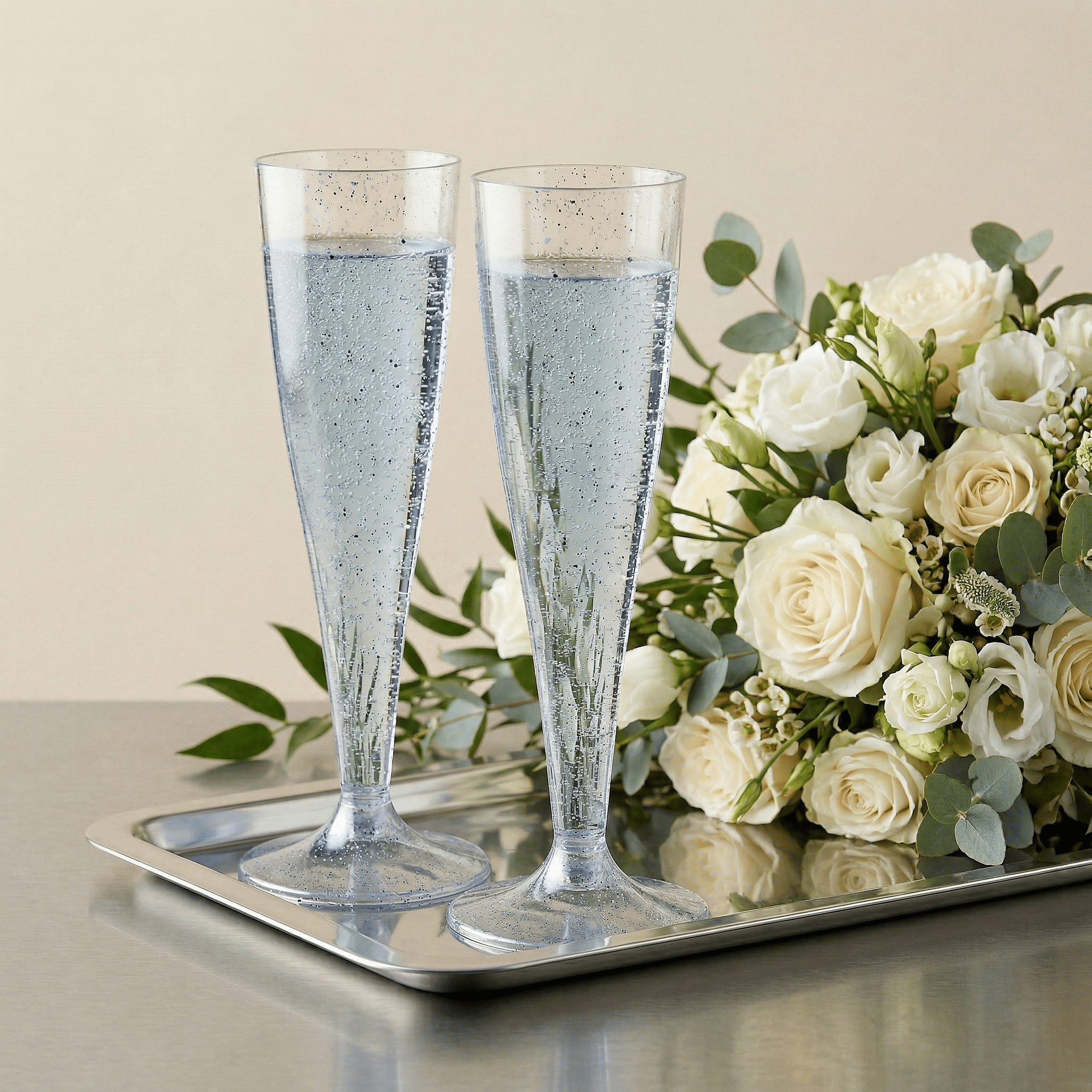 4.5oz Bulk Plastic Dessert Cups | Champagne Flutes for Mimosas, Prosecco | Disposable Hard Plastic | Restaurant Supply - EWT