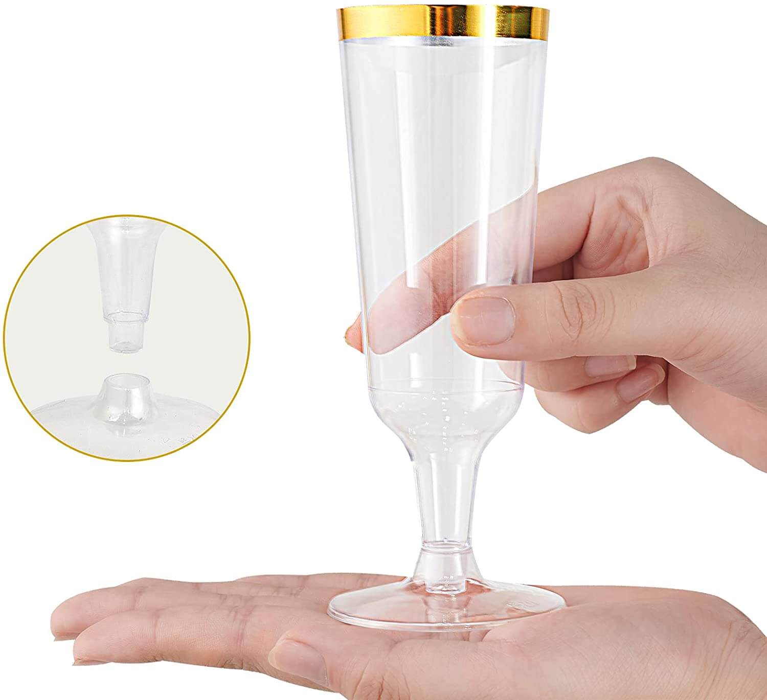 5oz Bulk Plastic Champagne Flutes | Toasting Glasses for Champagne, Mimosas | Disposable Heavy Duty | Restaurant Supply - EWT