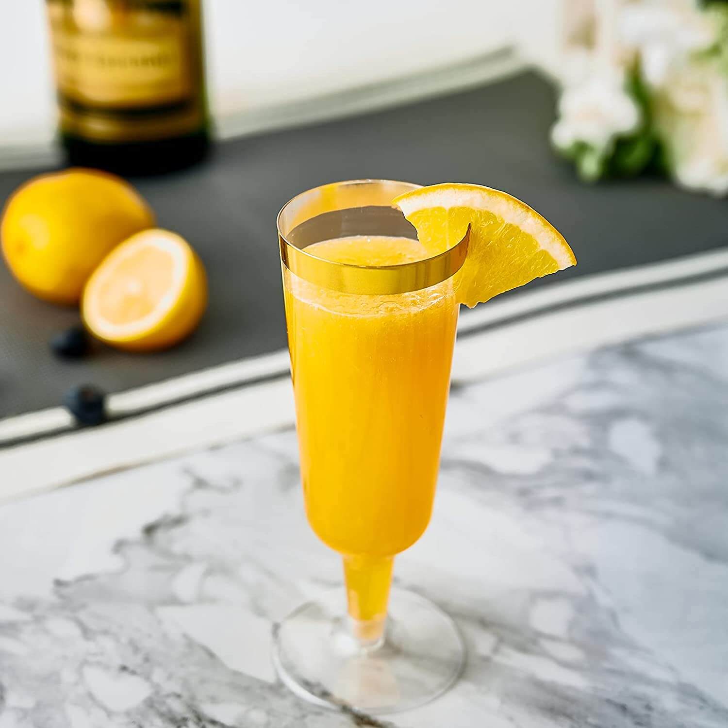 5oz Bulk Plastic Champagne Flutes | Toasting Glasses for Champagne, Mimosas | Disposable Heavy Duty | Restaurant Supply - EWT