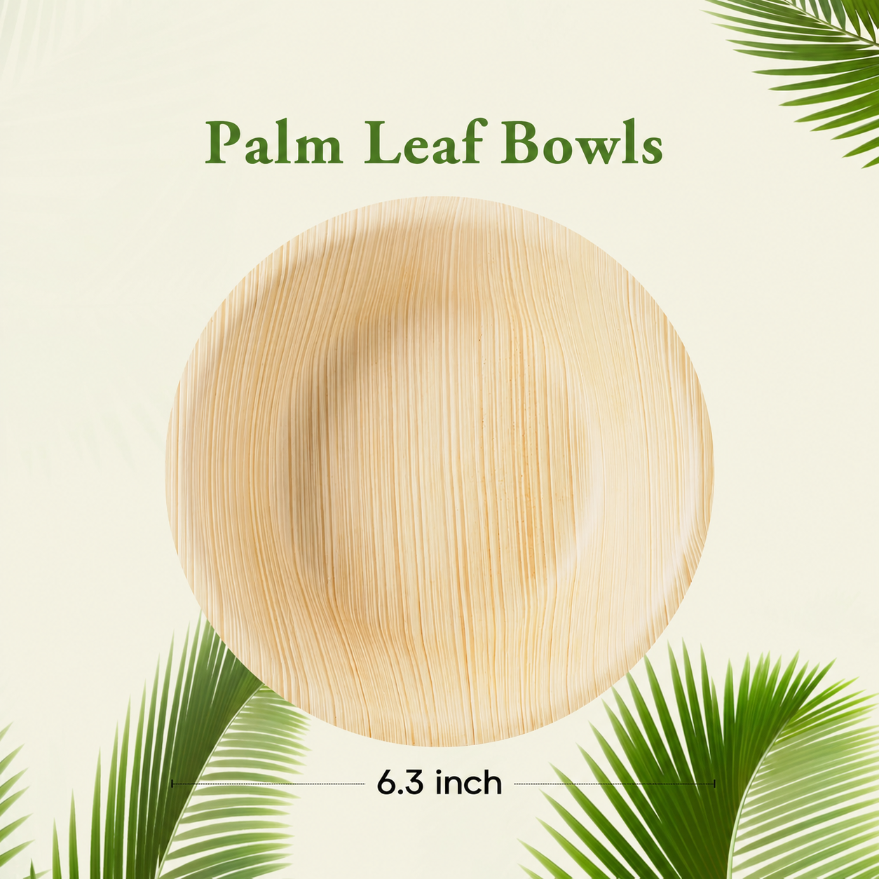 Premium 5 in /6.3 in Heavy-Duty Palm Leaf Bowls｜Toxin-Free, Plastic-Free ｜Perfect for Weddings & Bridal Showers