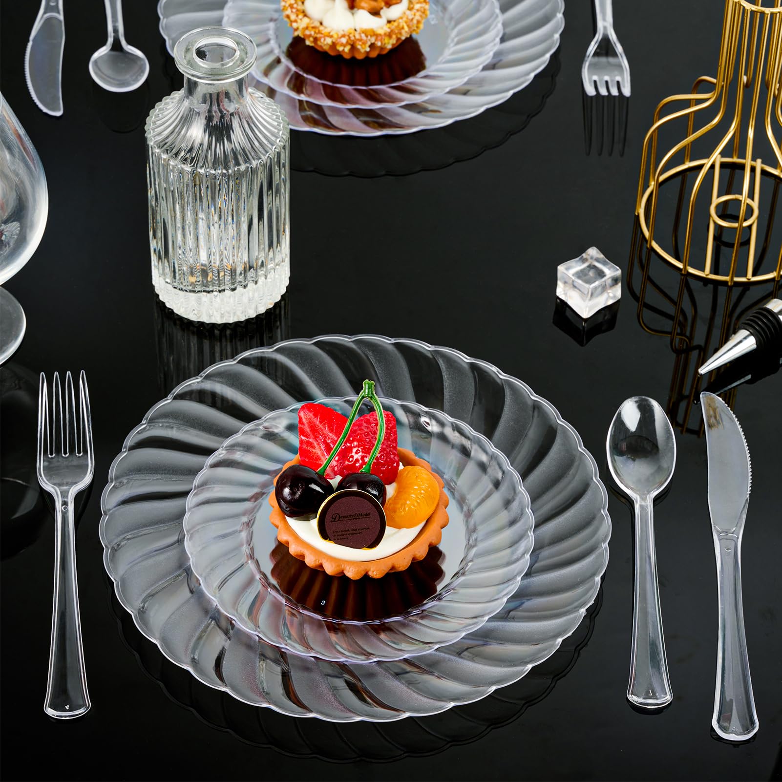 6in/9in Bulk Clear Plastic Plates | Transparent Hard Plates for Appetizers, Cakes, Salads | BPA - Free | Restaurant Supply - EWT