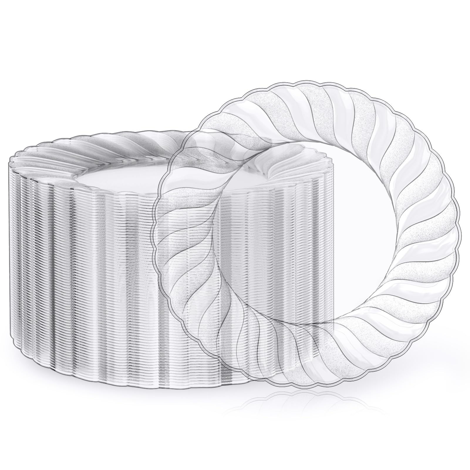 6in/9in Bulk Clear Plastic Plates | Transparent Hard Plates for Appetizers, Cakes, Salads | BPA - Free | Restaurant Supply - EWT