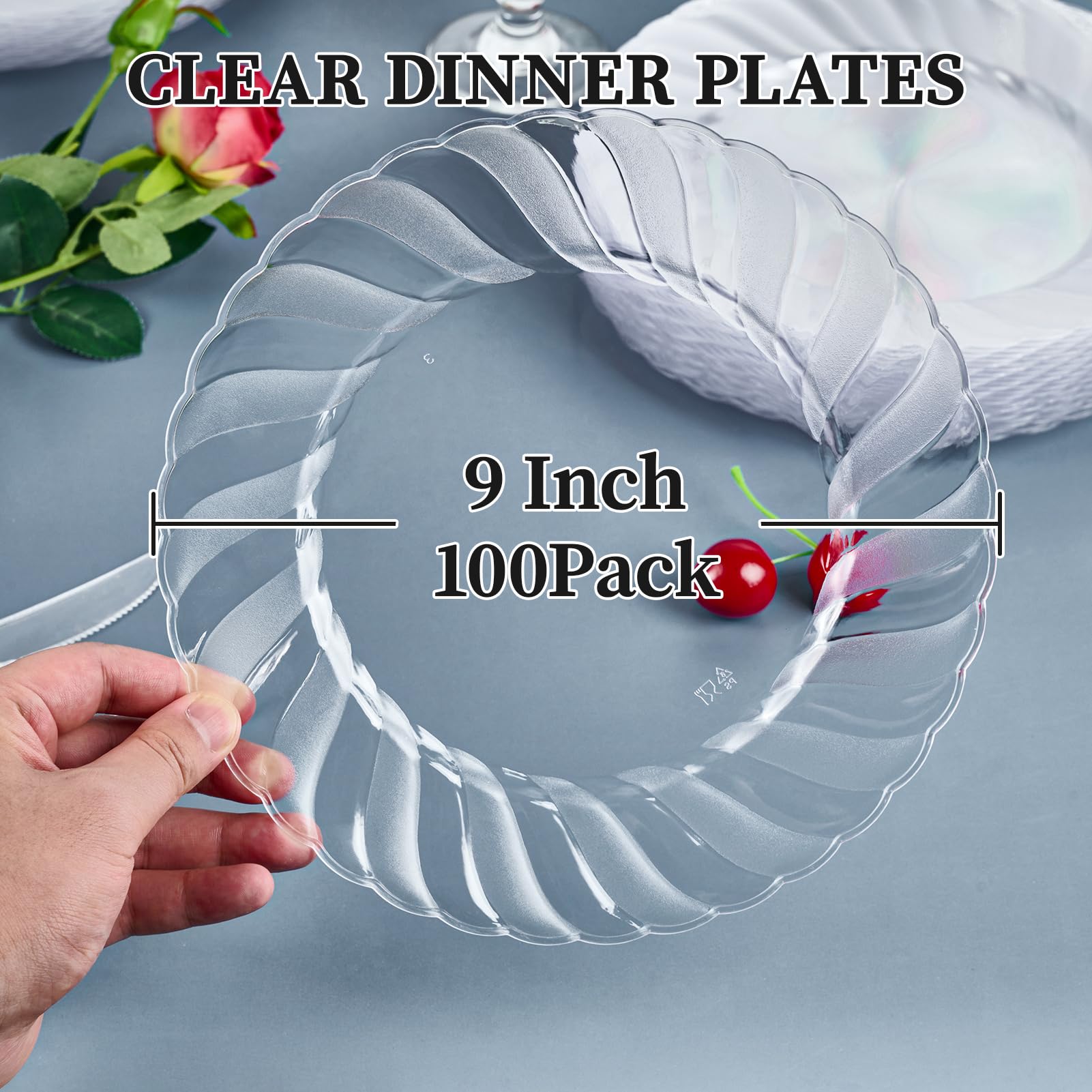 6in/9in Bulk Clear Plastic Plates | Transparent Hard Plates for Appetizers, Cakes, Salads | BPA - Free | Restaurant Supply - EWT