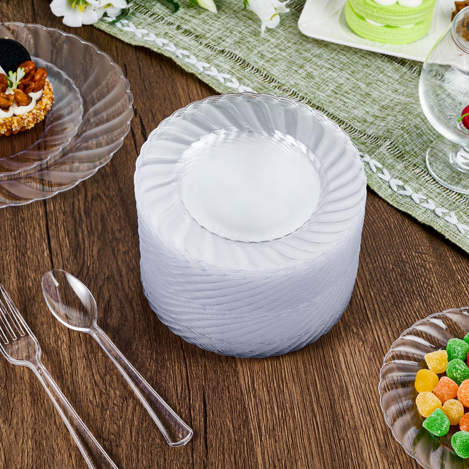 6in/9in Bulk Clear Plastic Plates | Transparent Hard Plates for Appetizers, Cakes, Salads | BPA - Free | Restaurant Supply - EWT