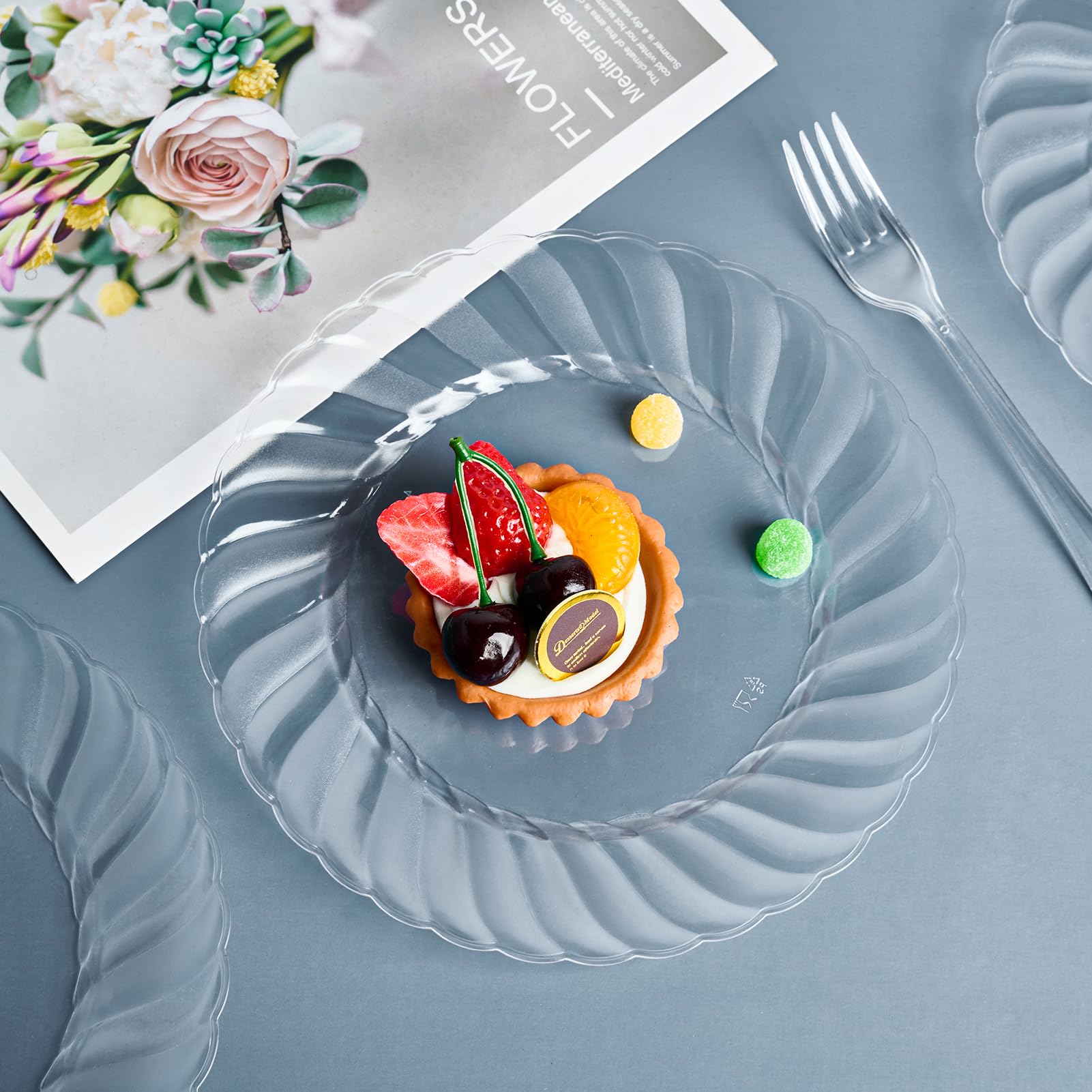 6in/9in Bulk Clear Plastic Plates | Transparent Hard Plates for Appetizers, Cakes, Salads | BPA - Free | Restaurant Supply - EWT