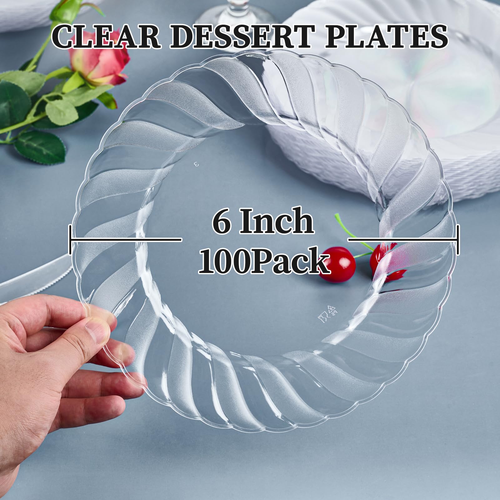 6in/9in Bulk Clear Plastic Plates | Transparent Hard Plates for Appetizers, Cakes, Salads | BPA - Free | Restaurant Supply - EWT