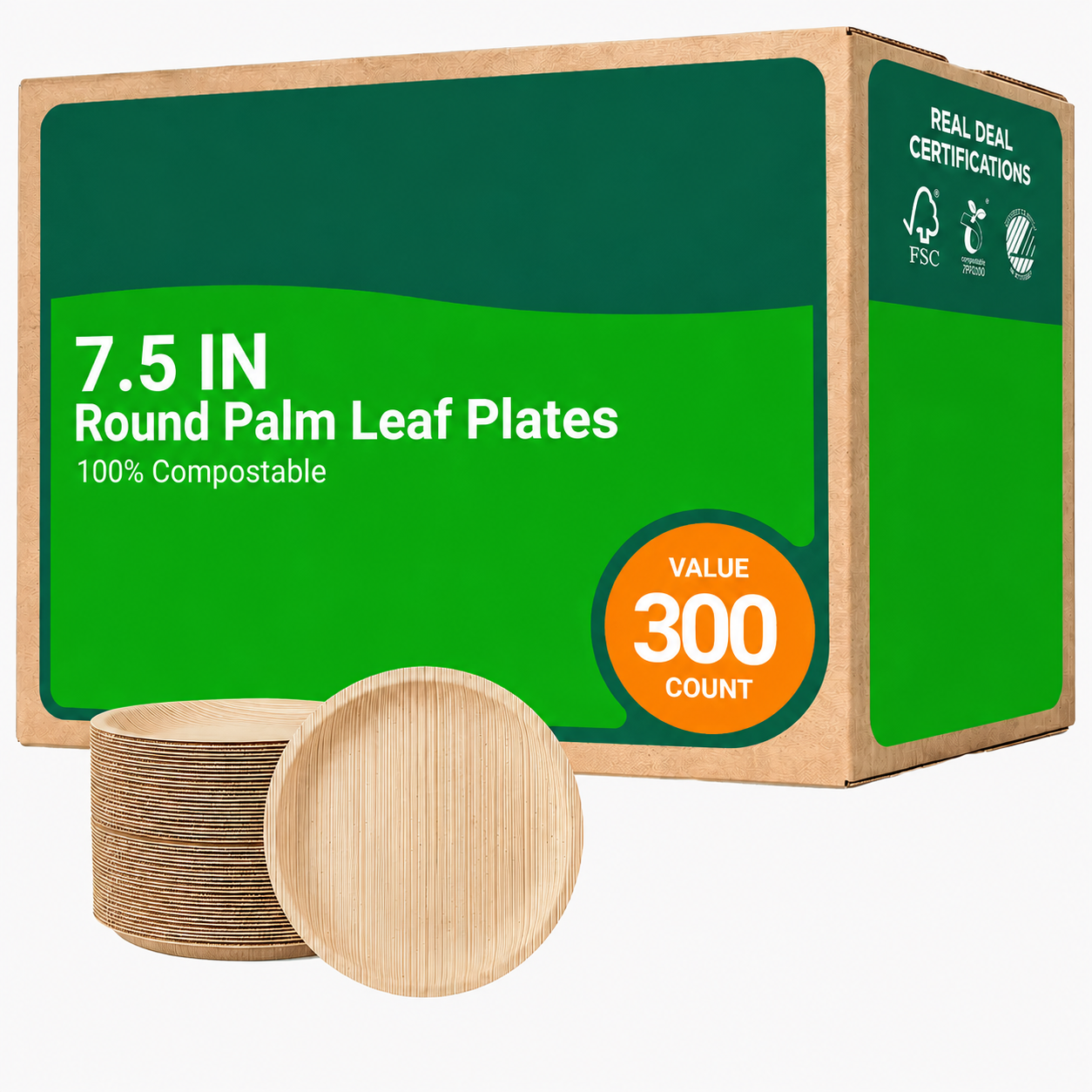 Premium 7.5in/10in Round Heavy-Duty Palm Leaf Plates｜Toxin-Free, Plastic-Free ｜Perfect for Weddings & Bridal Showers
